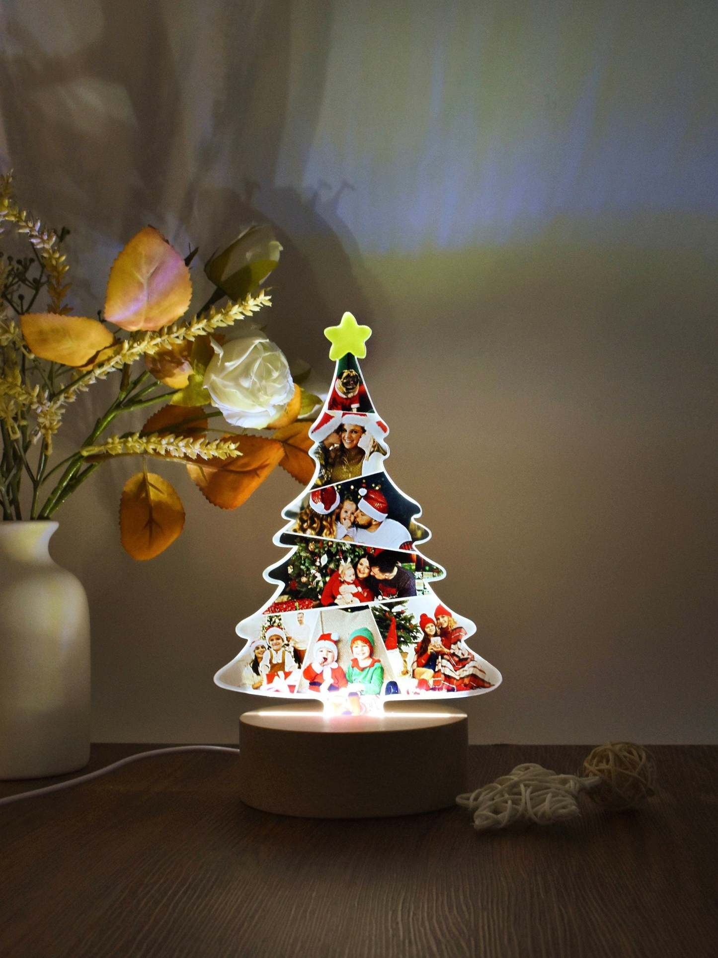 Custom Christmas Tree Shape Photo Collage Lamp with Photos-ilovevango