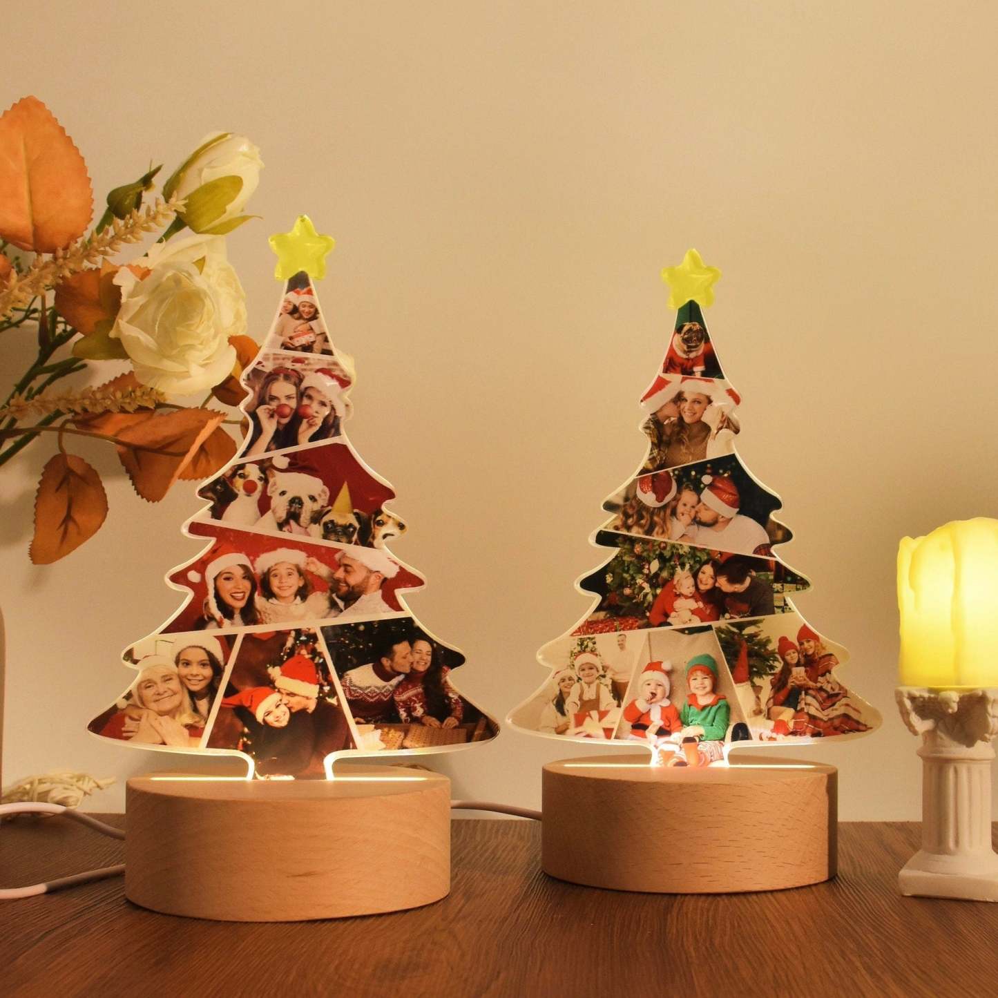 Custom Christmas Tree Shape Photo Collage Lamp with Photos-ilovevango