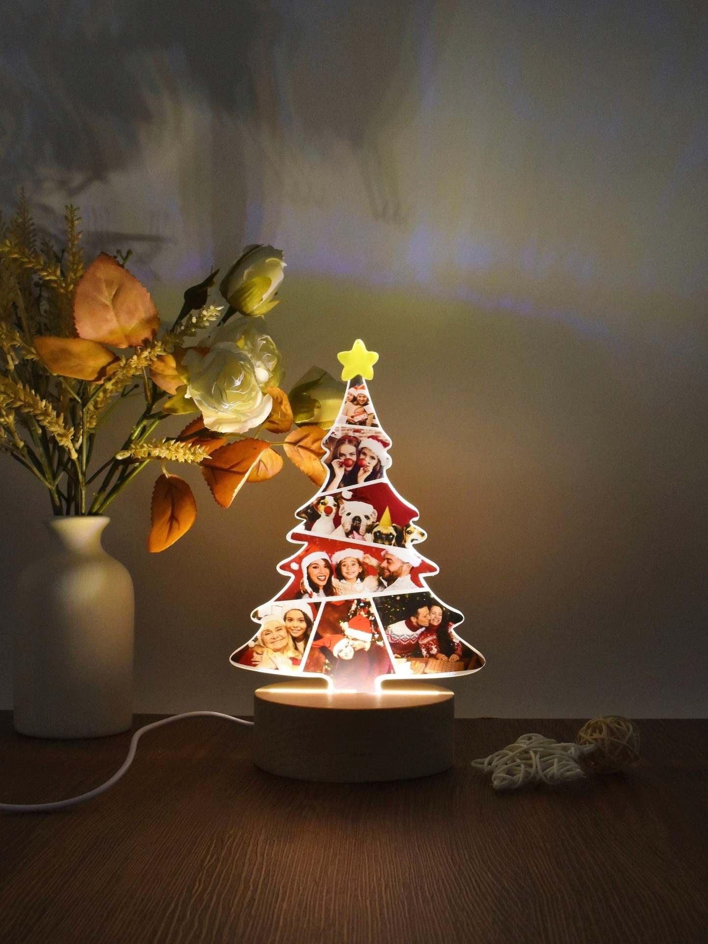 Custom Christmas Tree Shape Photo Collage Lamp with Photos-ilovevango