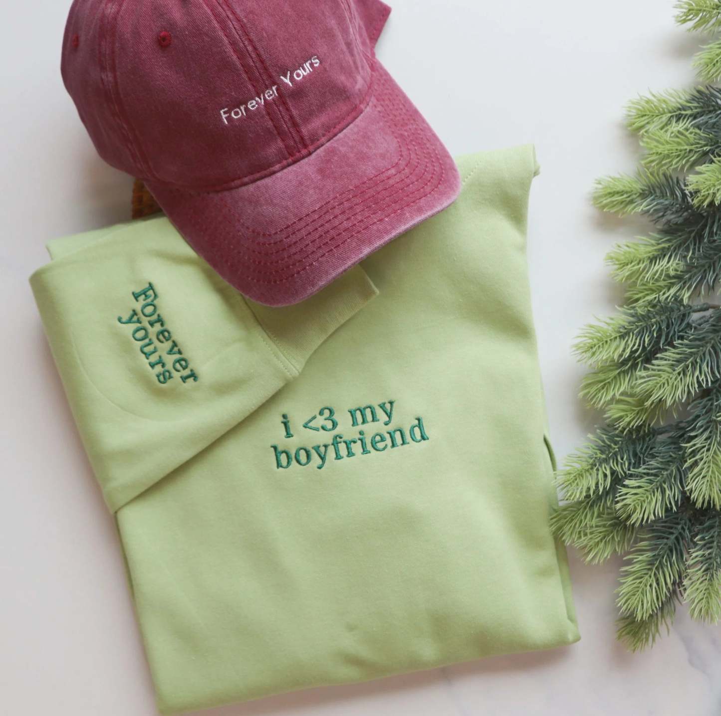 Personalized Embroidered Sweatshirt Hoodie Initial on sleeve, Couples Gifts Valentines Day Gift for Him for her Forever yours You are mine-ilovevango