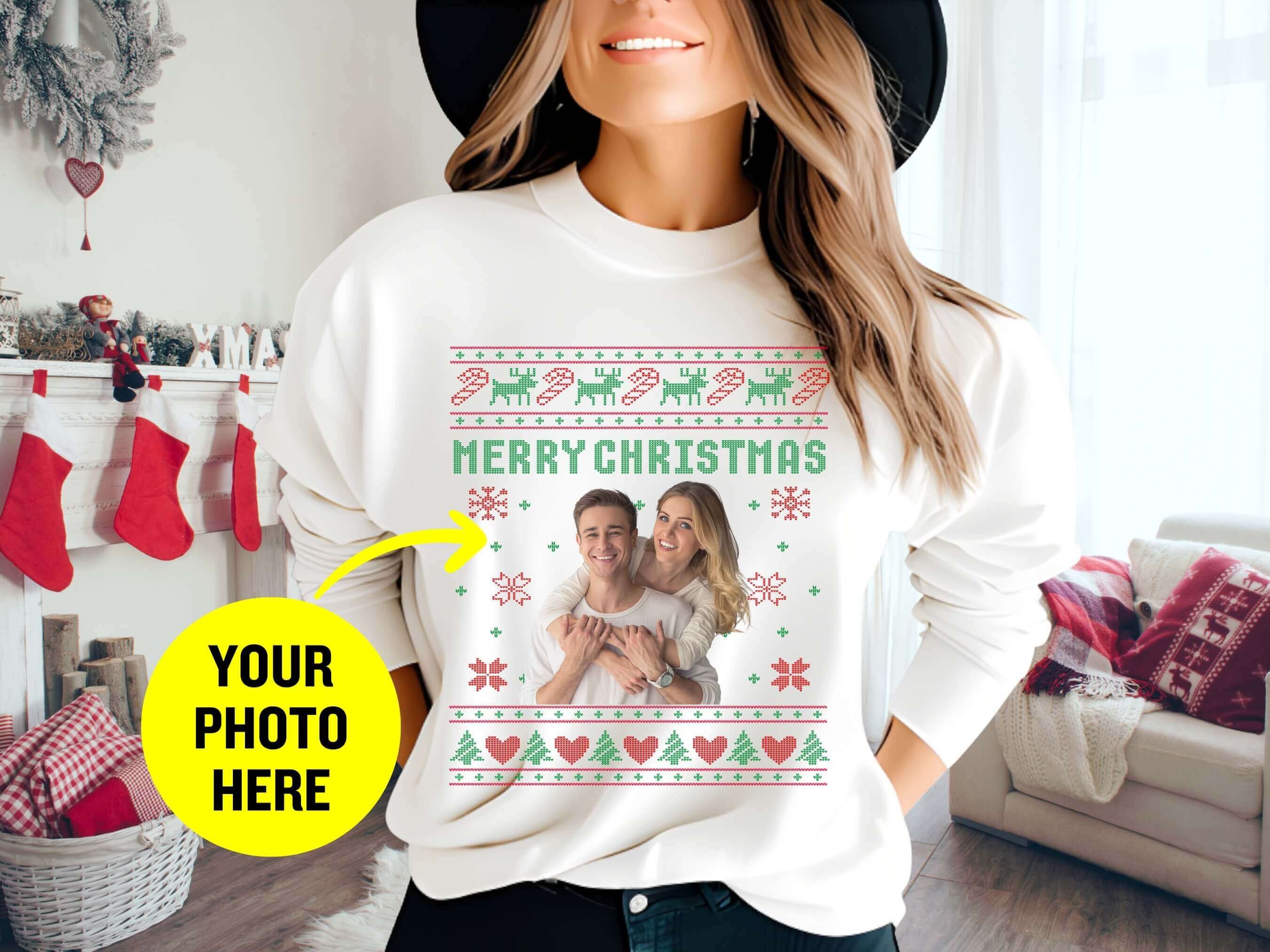 Custom Ugly Christmas Sweater, Custom Face Sweatshirt, Personalised Christmas Jumper, Photo Sweatshirt, Xmas Jumper, Ugly Holiday Sweater-ilovevango