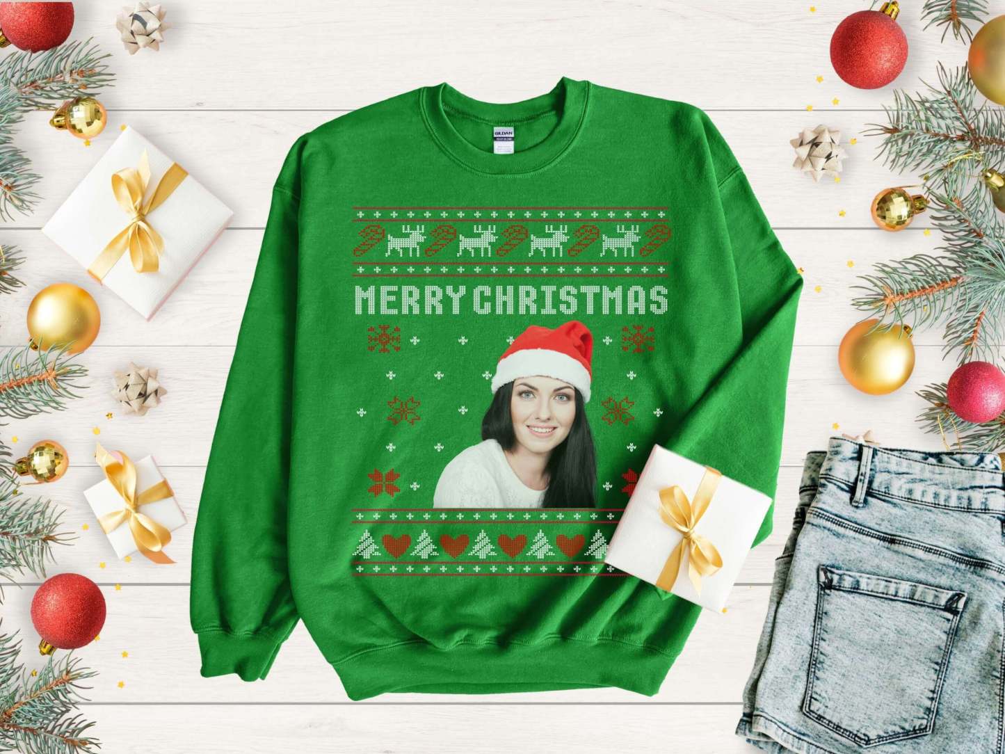 Custom Ugly Christmas Sweater, Custom Face Sweatshirt, Personalised Christmas Jumper, Photo Sweatshirt, Xmas Jumper, Ugly Holiday Sweater-ilovevango