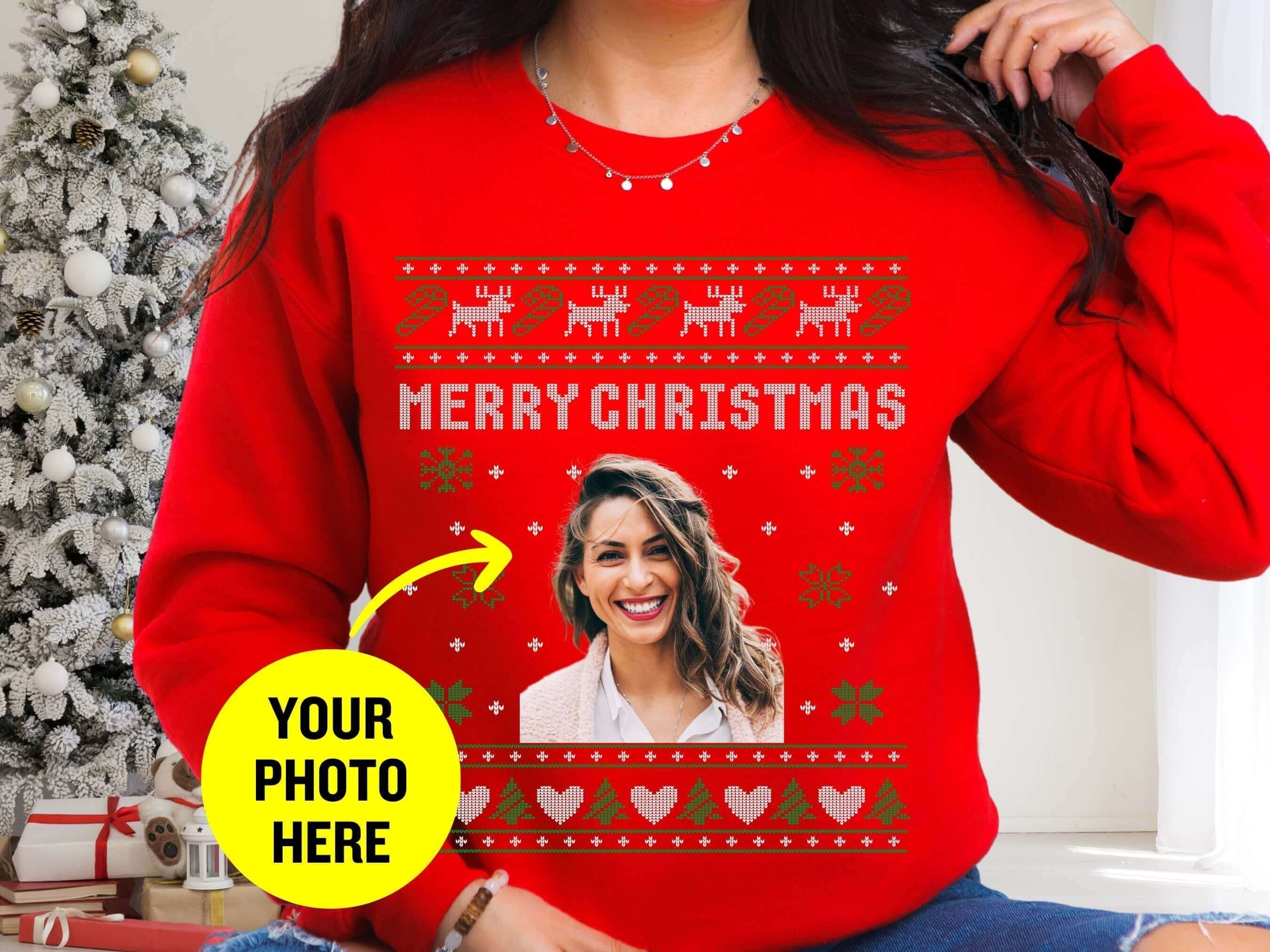 Custom Ugly Christmas Sweater, Custom Face Sweatshirt, Personalised Christmas Jumper, Photo Sweatshirt, Xmas Jumper, Ugly Holiday Sweater-ilovevango