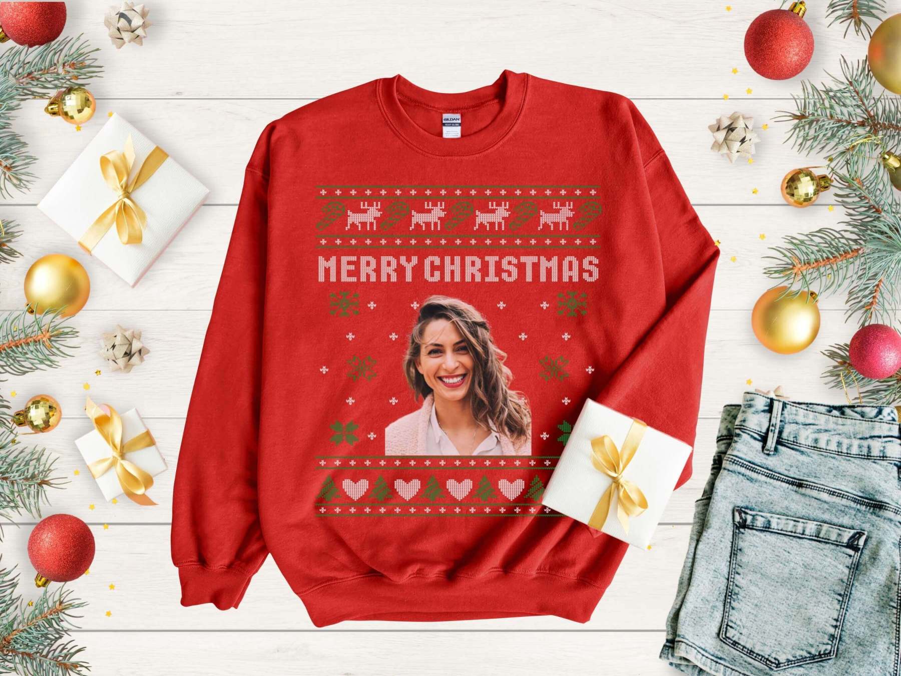 Custom Ugly Christmas Sweater, Custom Face Sweatshirt, Personalised Christmas Jumper, Photo Sweatshirt, Xmas Jumper, Ugly Holiday Sweater-ilovevango