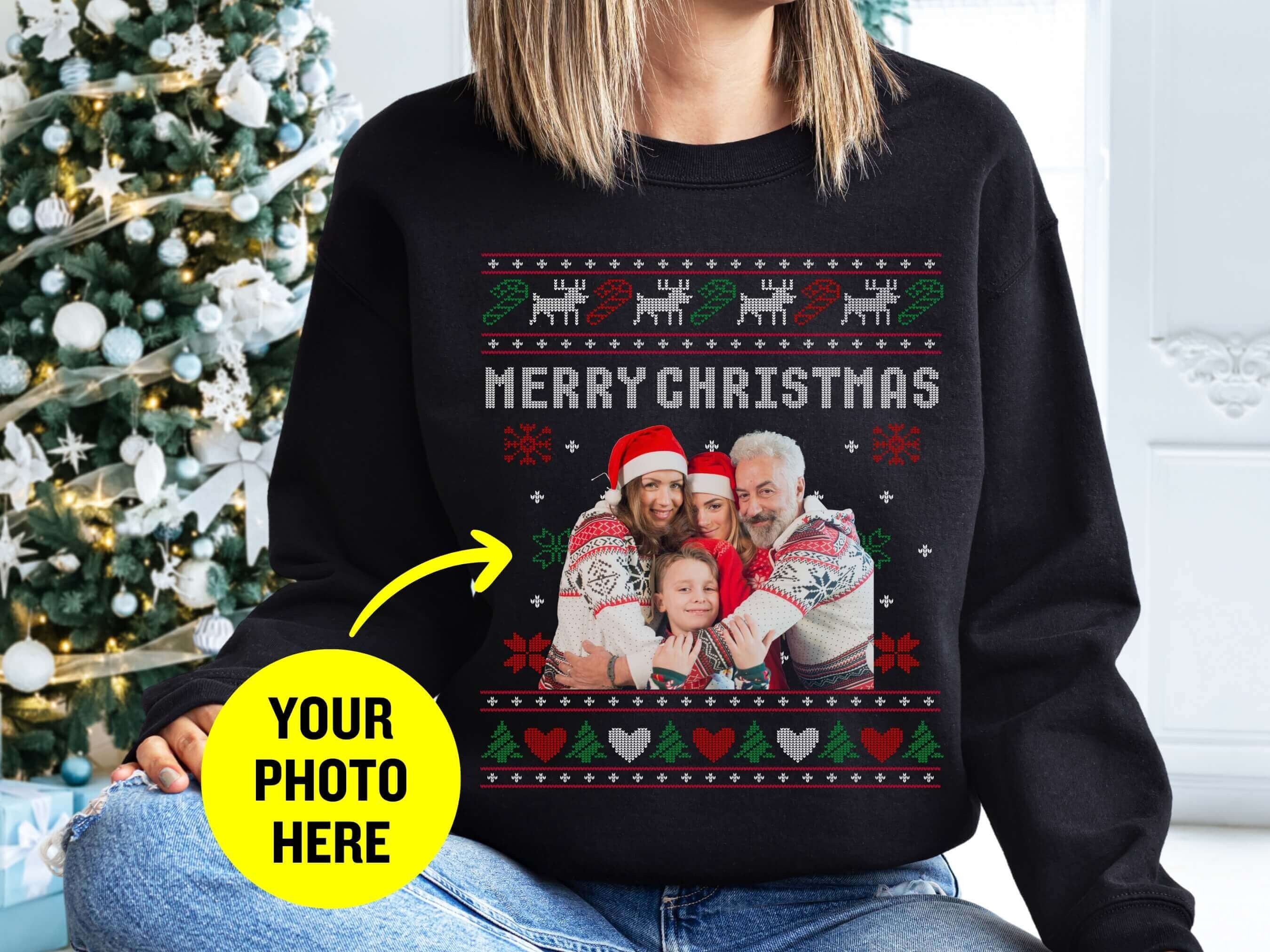 Custom Ugly Christmas Sweater, Custom Face Sweatshirt, Personalised Christmas Jumper, Photo Sweatshirt, Xmas Jumper, Ugly Holiday Sweater-ilovevango