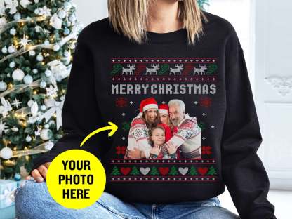 Custom Ugly Christmas Sweater, Custom Face Sweatshirt, Personalised Christmas Jumper, Photo Sweatshirt, Xmas Jumper, Ugly Holiday Sweater-ilovevango