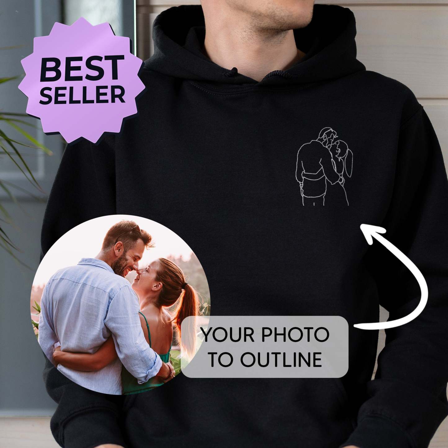 Custom portrait from photo to shirt, outline photo sweatshirt, Custom Photo, custom portrait, Couple Hoodie, Couple Shirt, Couple Hoodie-ilovevango