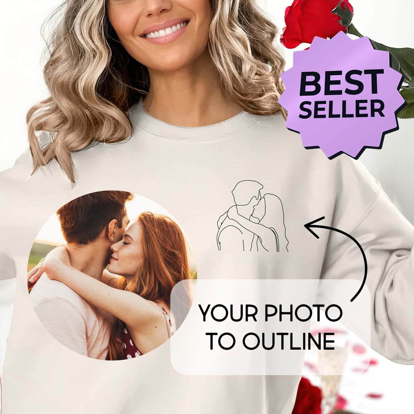 Custom portrait from photo to shirt, outline photo sweatshirt, Custom Photo, custom portrait, Couple Hoodie, Couple Shirt, Couple Hoodie-ilovevango