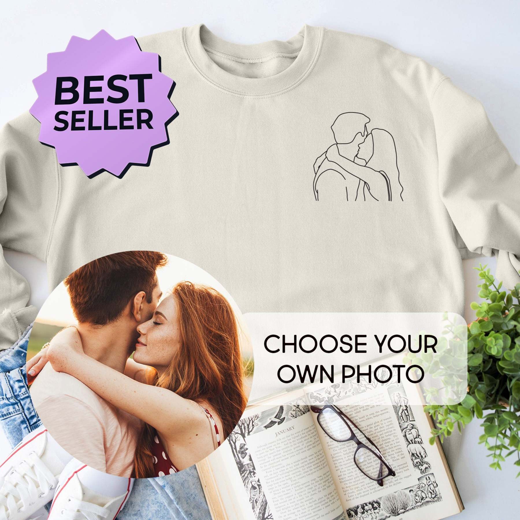Custom portrait from photo to shirt, outline photo sweatshirt, Custom Photo, custom portrait, Couple Hoodie, Couple Shirt, Couple Hoodie-ilovevango