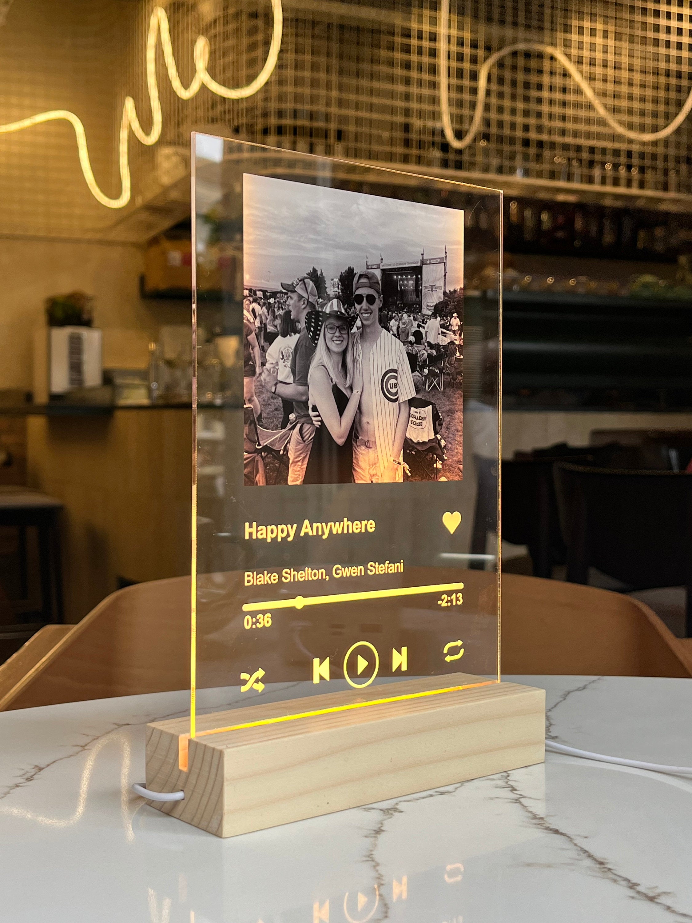 Personalized Music Plaque, Custom Album Cover Song Plaque, Custom Music LED Light, Music Night Light, Night Lamp, Music Love Birthday-ilovevango