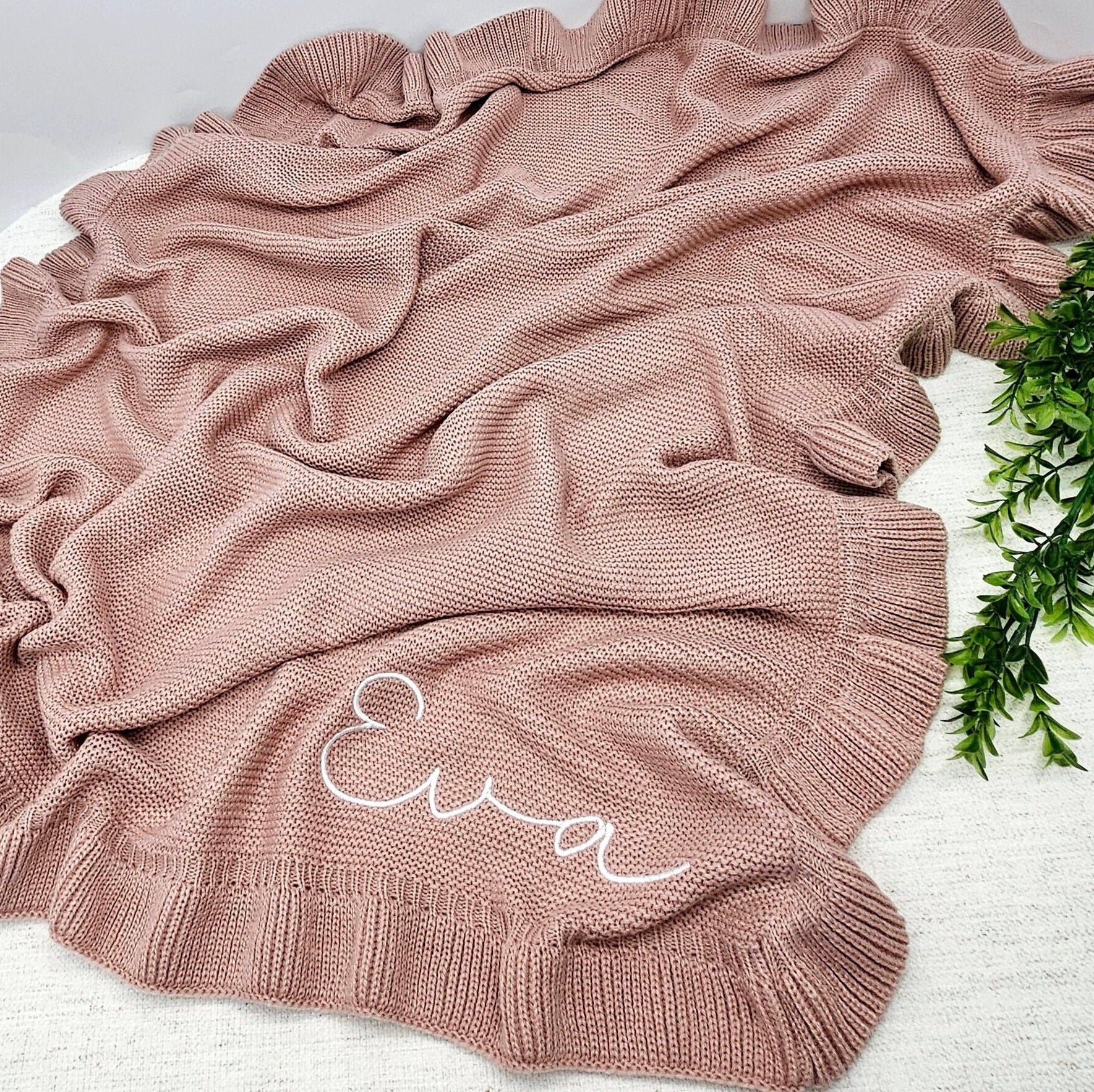 Baby blanket /Embroidered Blanket / Soft Custom Personalized baby blanket / Embroidered Knitted Baby Blanket / Soft Custom Baby Shower Gift-ilovevango