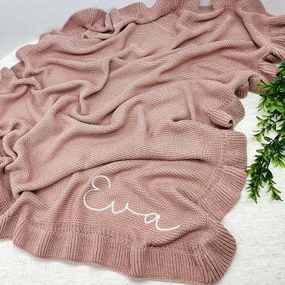 Baby blanket /Embroidered Blanket / Soft Custom Personalized baby blanket / Embroidered Knitted Baby Blanket / Soft Custom Baby Shower Gift-ilovevango