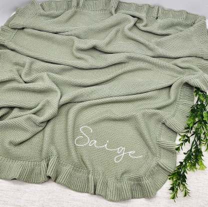Baby blanket /Embroidered Blanket / Soft Custom Personalized baby blanket / Embroidered Knitted Baby Blanket / Soft Custom Baby Shower Gift-ilovevango