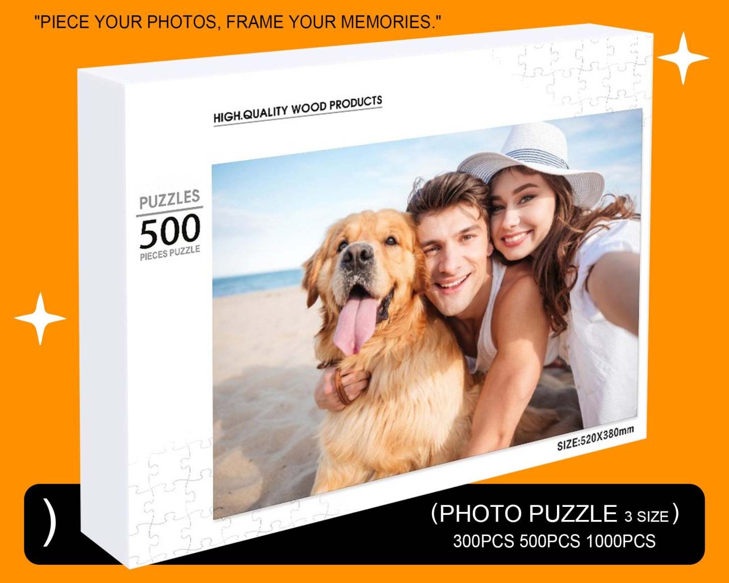 Custom Photo Puzzles,Personalized 300-500-1000 Piece Wooden Picture Puzzle,Customized Gifts for Her/Him-ilovevango