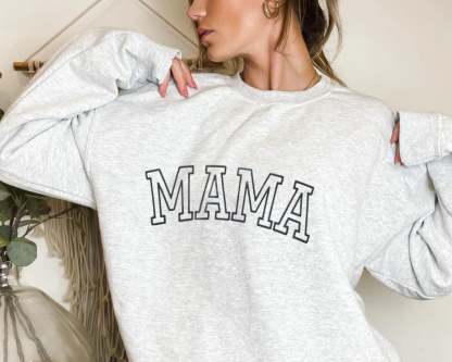 Personalized Mama Sweatshirt with Kid Names on Sleeve, Mothers Day Gift, Birthday Gift for Mom, New Mom Gift, Minimalist Cool Mom Sweater-ilovevango