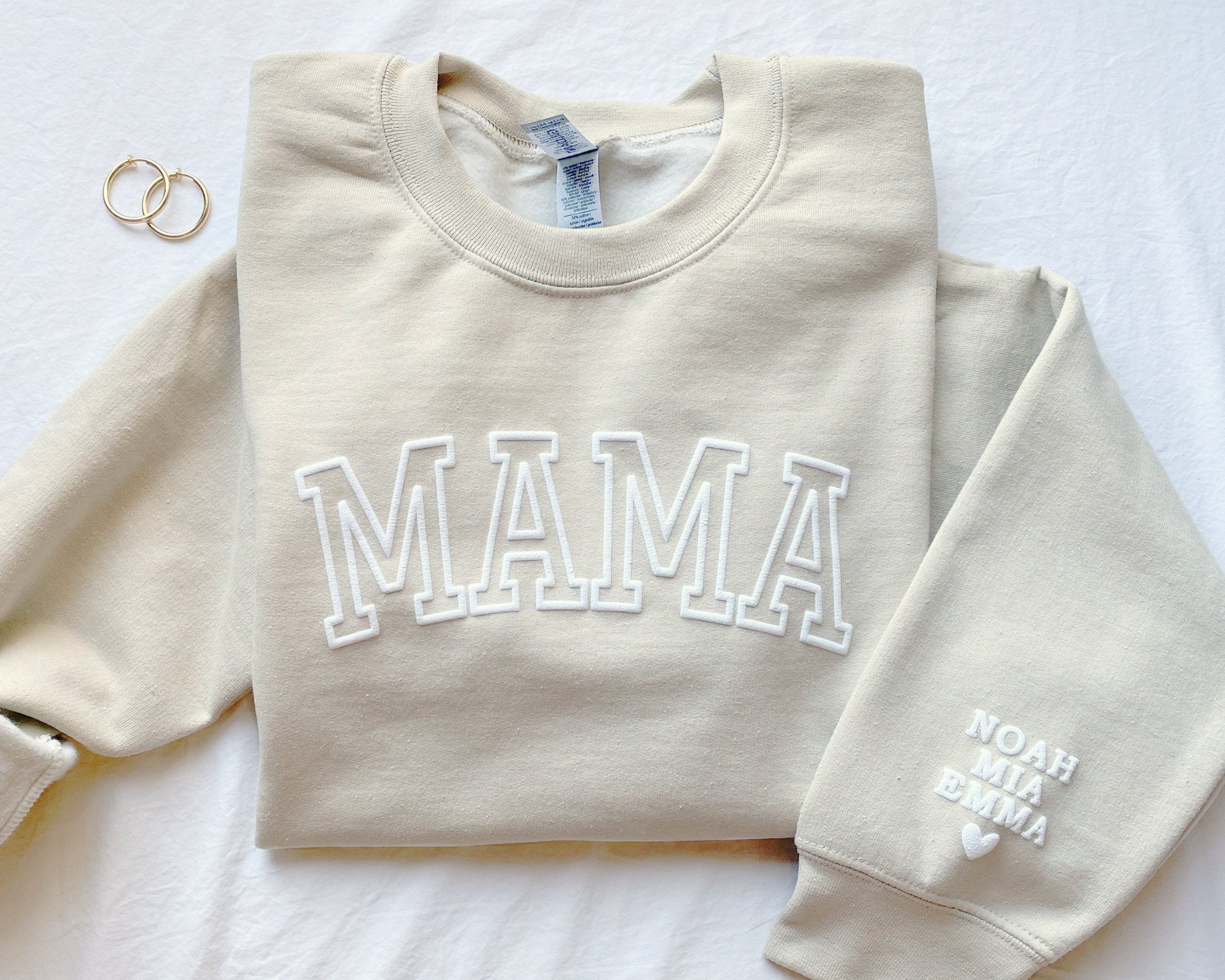 Personalized Mama Sweatshirt with Kid Names on Sleeve, Mothers Day Gift, Birthday Gift for Mom, New Mom Gift, Minimalist Cool Mom Sweater-ilovevango
