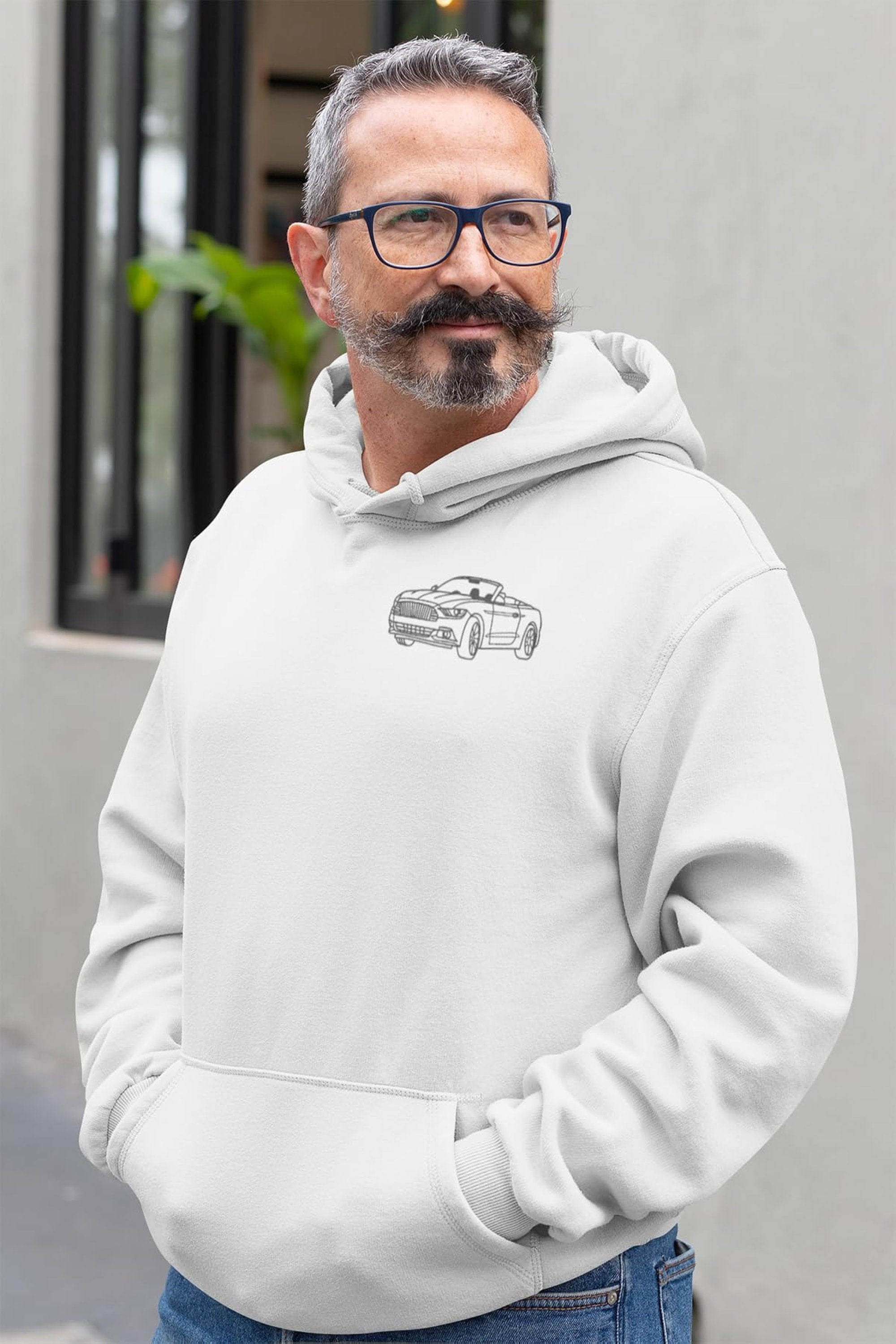 Custom Embroidery Car Photo Line Art Hoodie, Custom car outline Sweatshirt, hoodie, Personalized, Dad Gift, Custom sweatshirt, Gift for Him-ilovevango