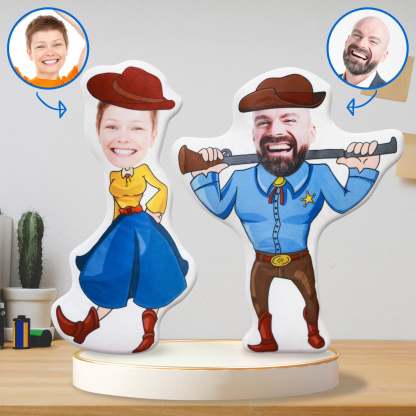 Custom Cowboy doll boyfriend photo pillow Girlfriend face Picture cushion Send husband birthday gift wife Christmas gift muscle men Toys-ilovevango