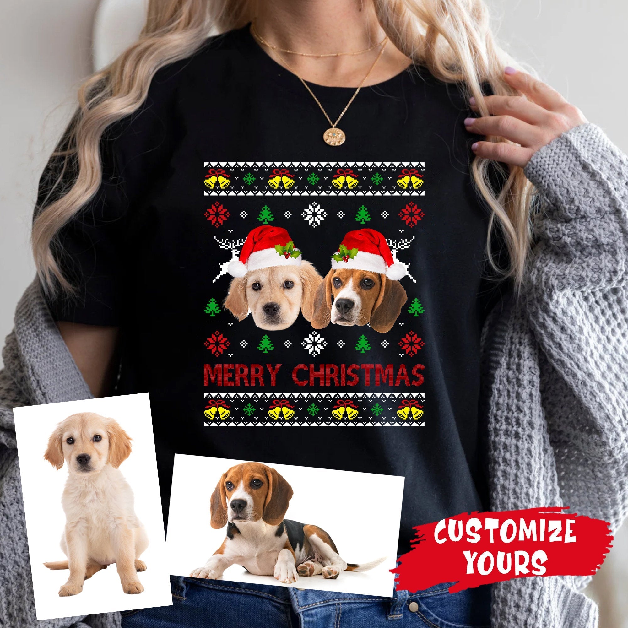 Custom Photo Ugly Christmas Dog Cat Sweatshirt, Dog Lover Sweater Christmas, Christmas Pet Photo Shirt, Dog Christmas Shirt-ilovevango