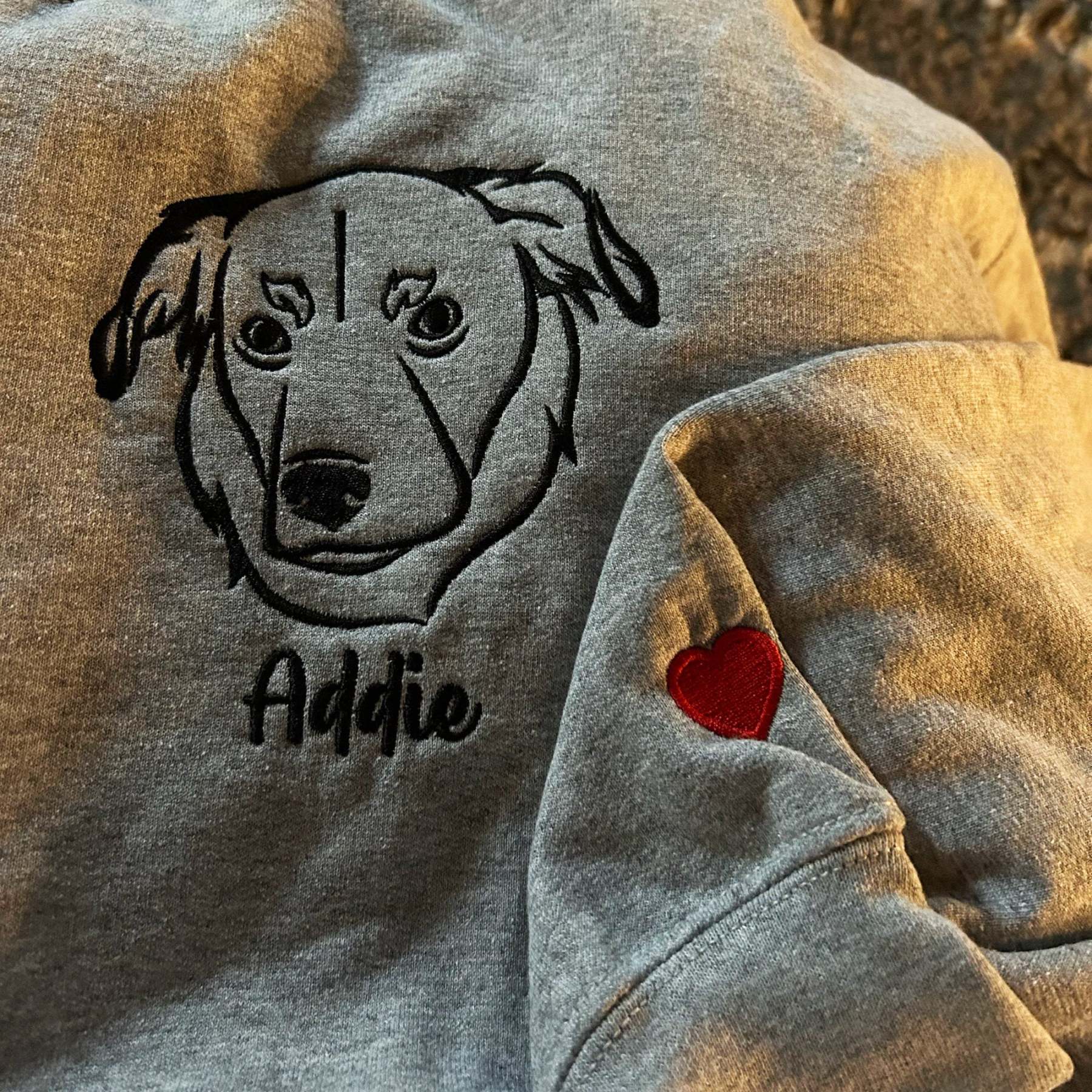 Personalized Embroidered Pet Crewneck| Custom Portrait Pet from photo Hoodie | Embroidered Pet Sweatshirt | Cat Mom Gift | Dog Lover Gift-ilovevango