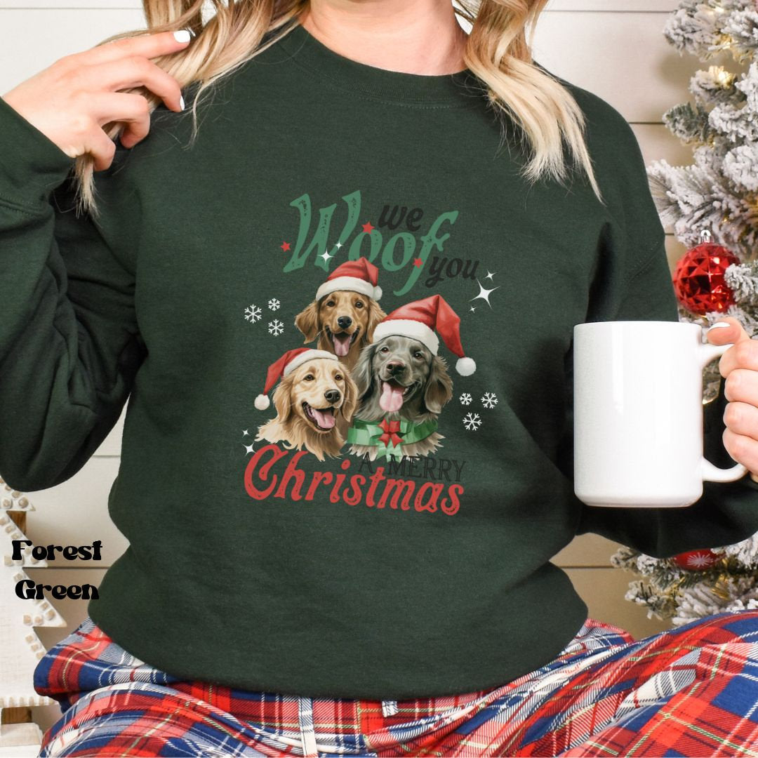 Vintage Design Golden Retriever with Santa Hat Christmas Sweatshirt, Retriever Mom Xmas , Gift to Dog Mom, Dog Dad Ugly Sweater-ilovevango