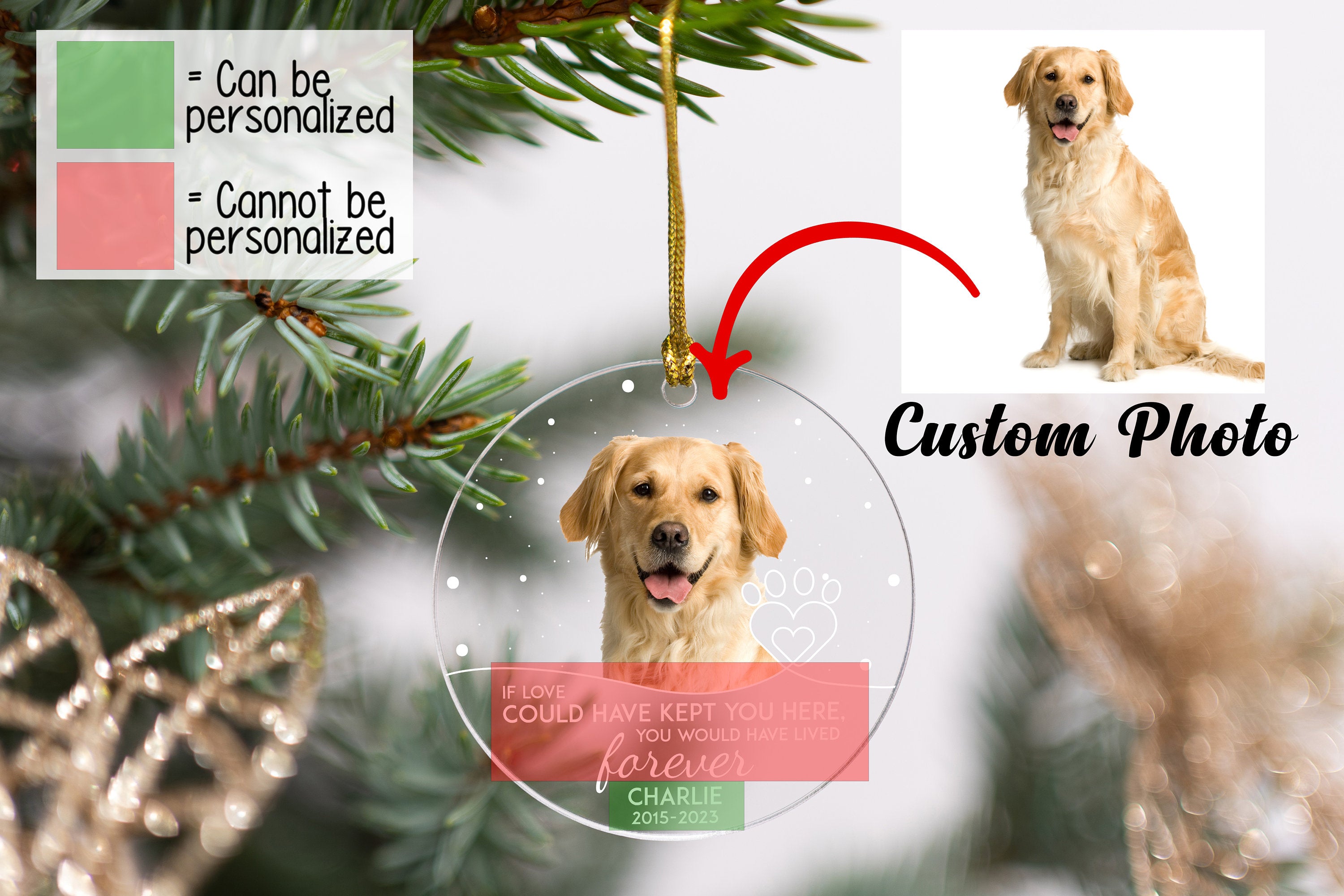 Personalized Photo Ornament for Dog, Dog Lover Gifts, Pet Sympathy Gifts, Loss of Pet, Dog Memorial Gifts, Custom Cute Dog Memorial Ornament-ilovevango