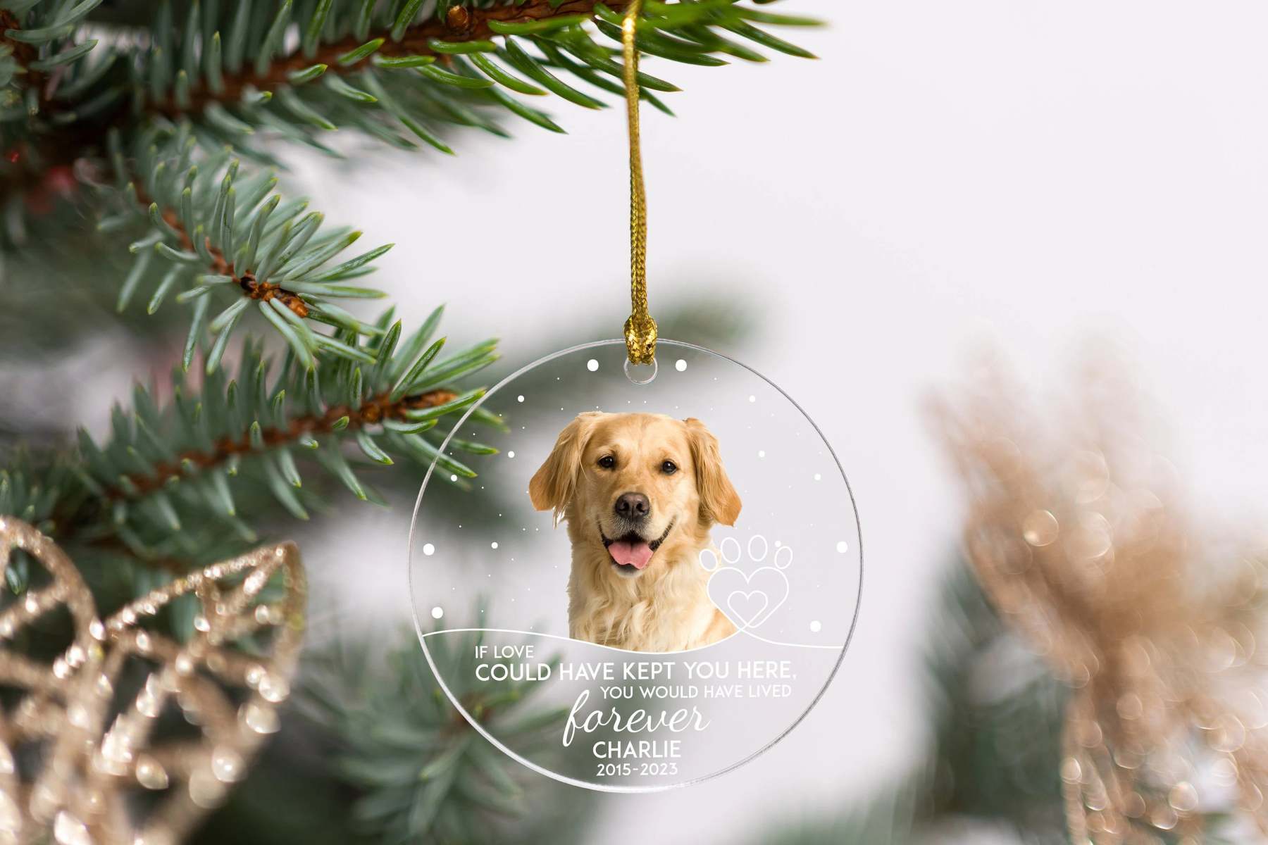 Personalized Photo Ornament for Dog, Dog Lover Gifts, Pet Sympathy Gifts, Loss of Pet, Dog Memorial Gifts, Custom Cute Dog Memorial Ornament-ilovevango