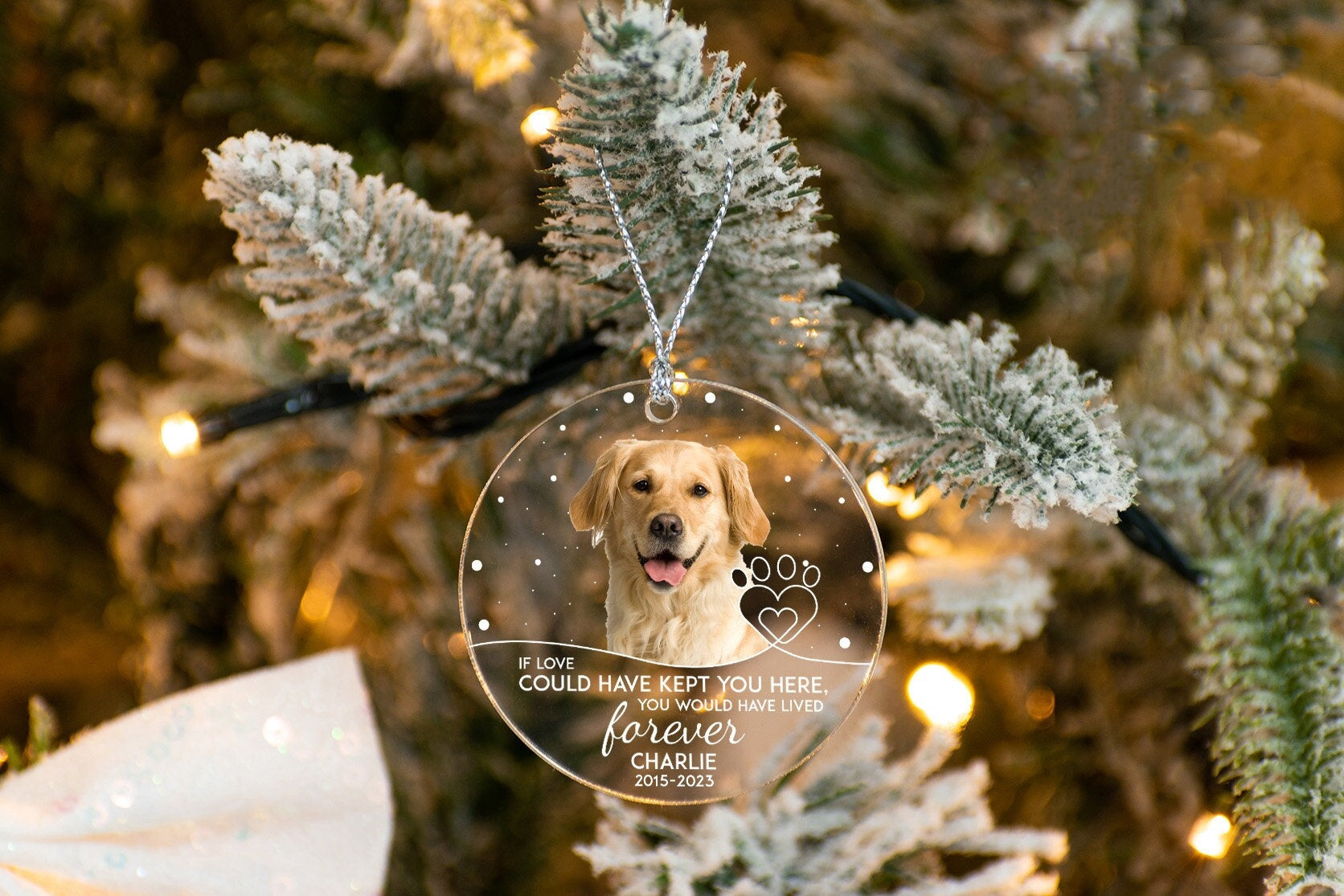 Personalized Photo Ornament for Dog, Dog Lover Gifts, Pet Sympathy Gifts, Loss of Pet, Dog Memorial Gifts, Custom Cute Dog Memorial Ornament-ilovevango