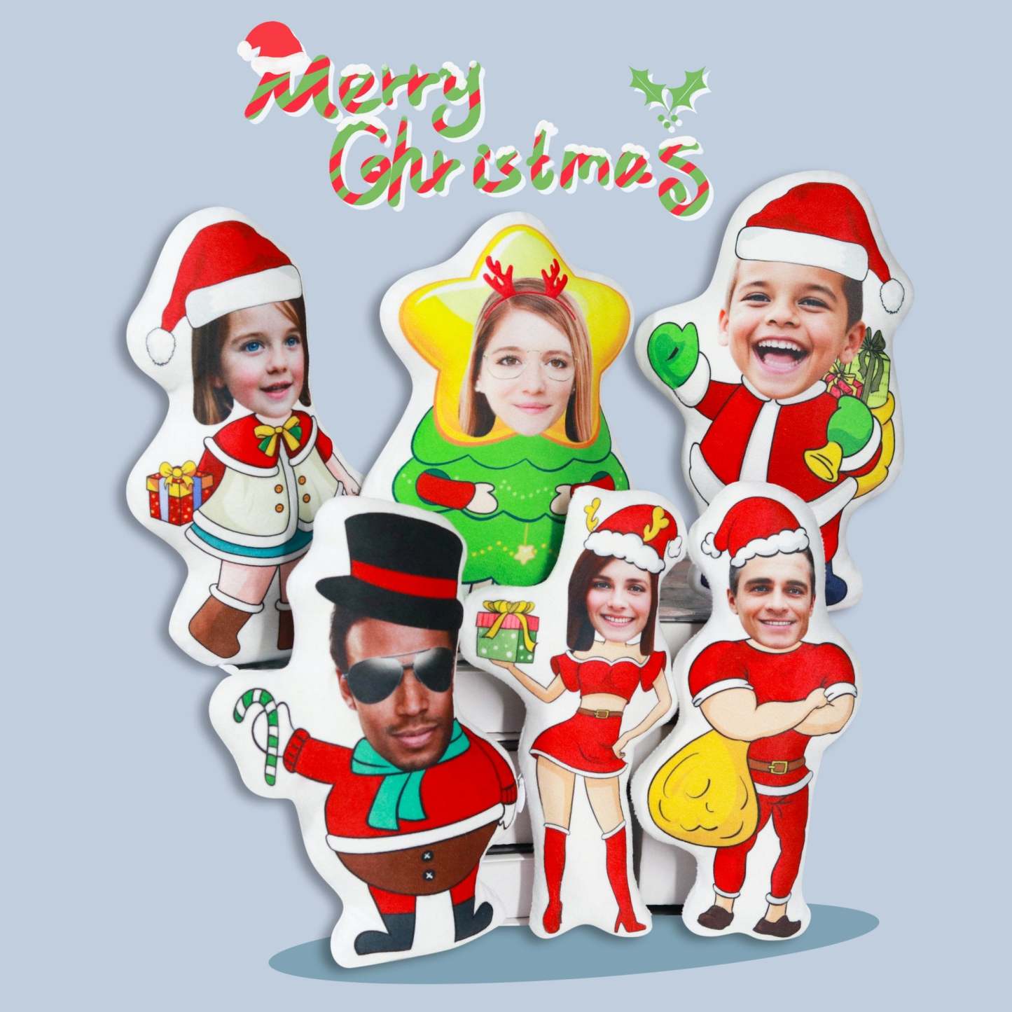 Customized christmas gift,Custom face pillow,A surprise gift for girl,Boy photo pillow,Personalise picture cushion,Santa Claus Doll Present-ilovevango