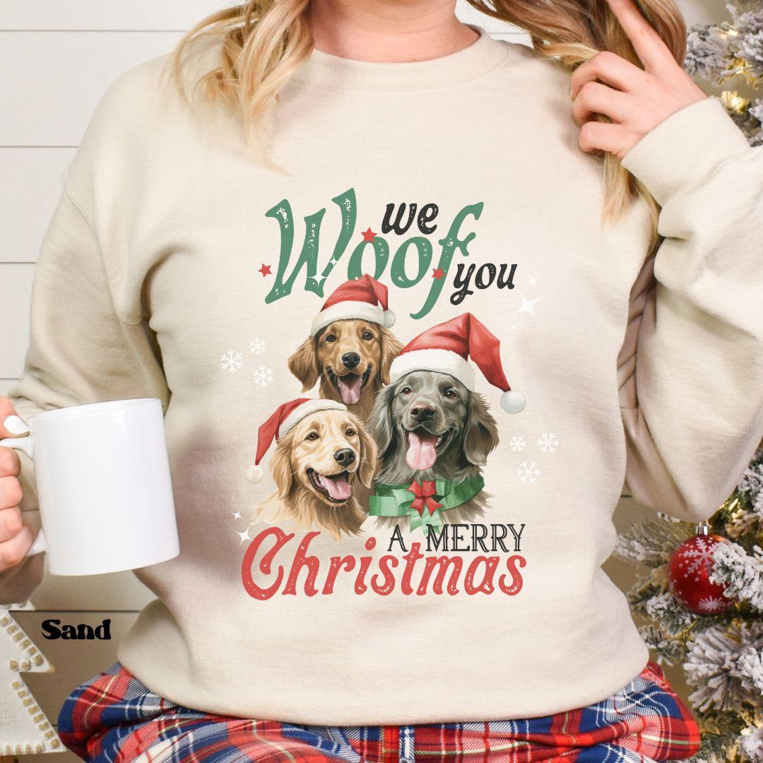 Vintage Design Golden Retriever with Santa Hat Christmas Sweatshirt, Retriever Mom Xmas , Gift to Dog Mom, Dog Dad Ugly Sweater-ilovevango