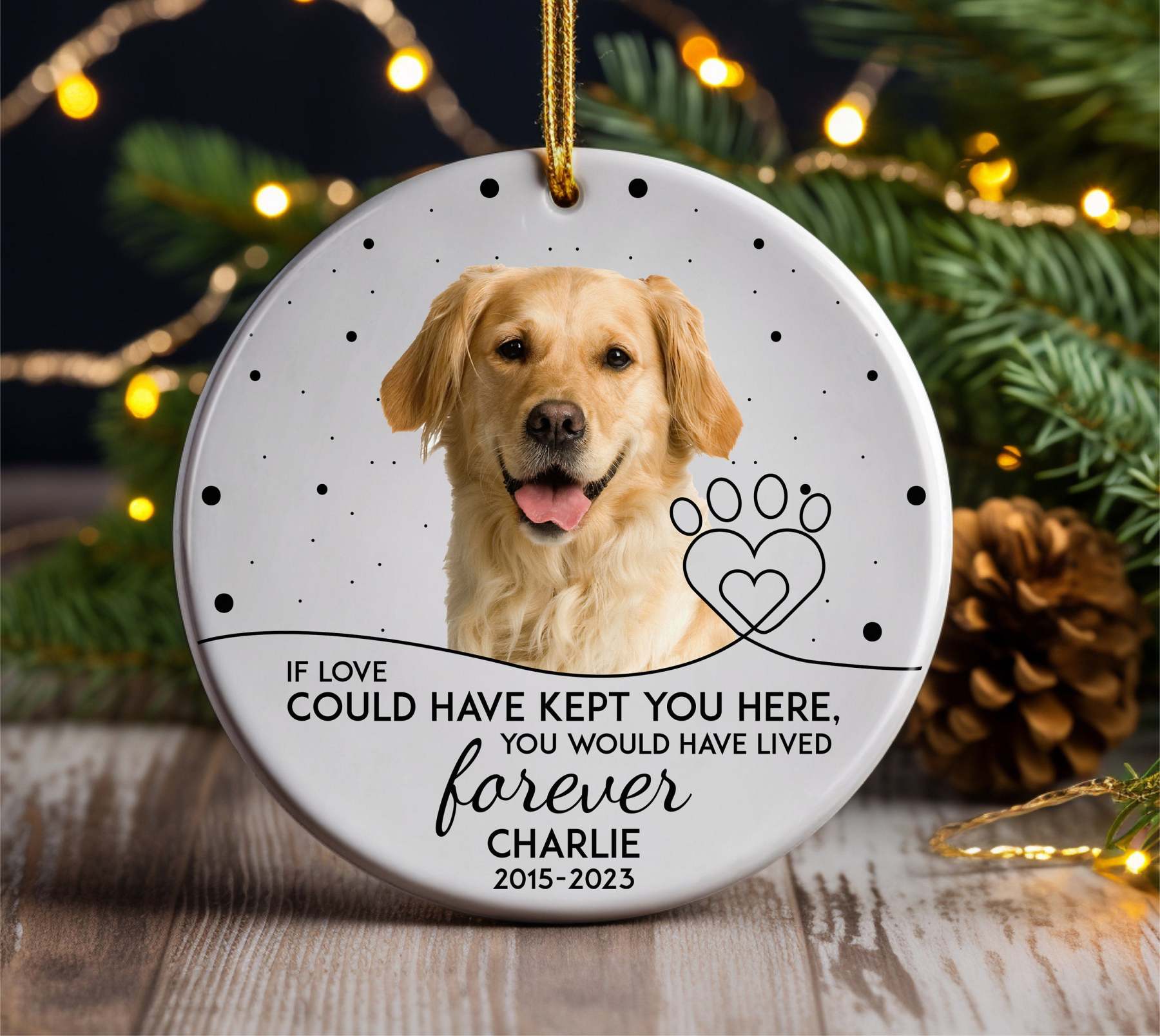 Personalized Photo Ornament for Dog, Dog Lover Gifts, Pet Sympathy Gifts, Loss of Pet, Dog Memorial Gifts, Custom Cute Dog Memorial Ornament-ilovevango