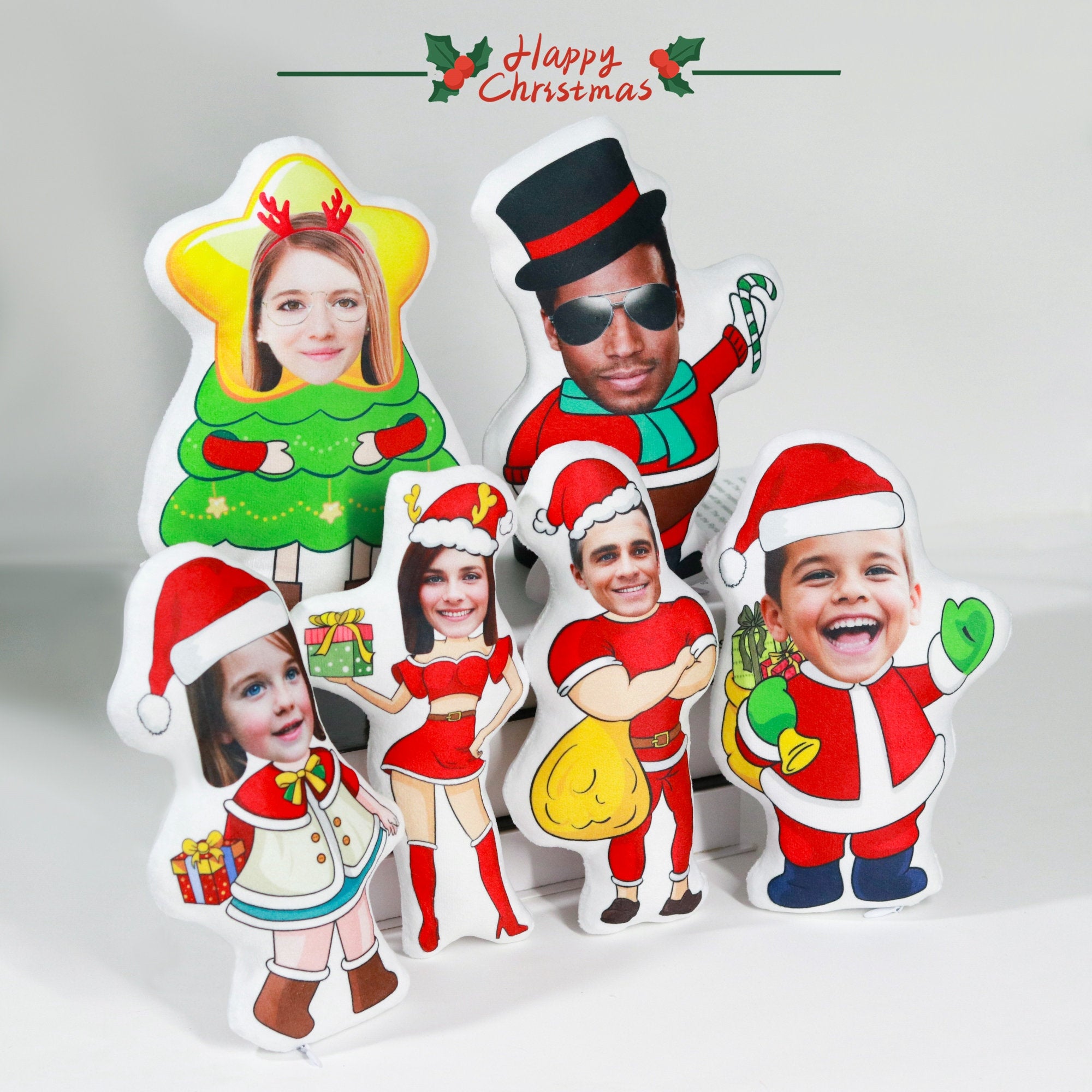 Customized christmas gift,Custom face pillow,A surprise gift for girl,Boy photo pillow,Personalise picture cushion,Santa Claus Doll Present-ilovevango
