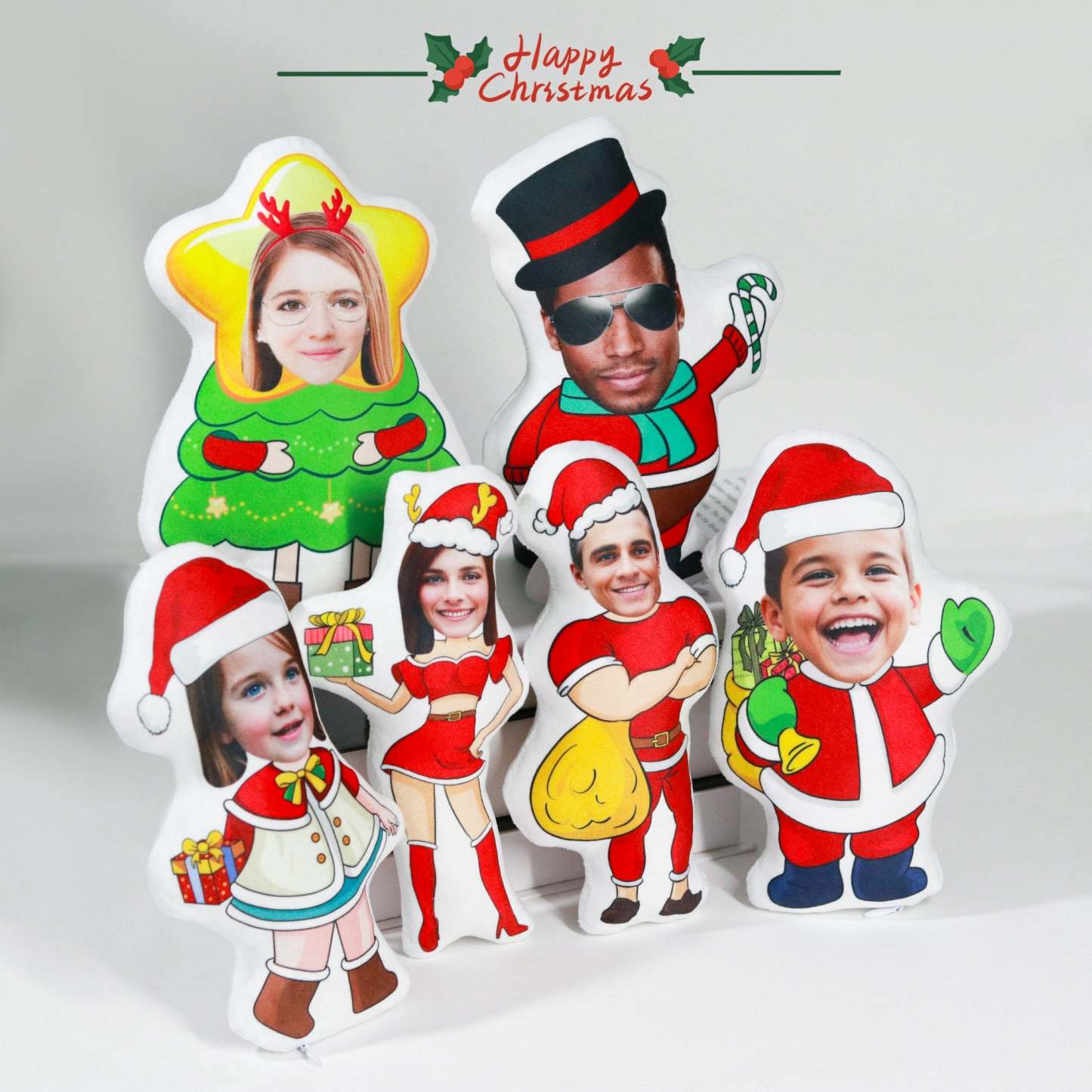 Customized christmas gift,Custom face pillow,A surprise gift for girl,Boy photo pillow,Personalise picture cushion,Santa Claus Doll Present-ilovevango