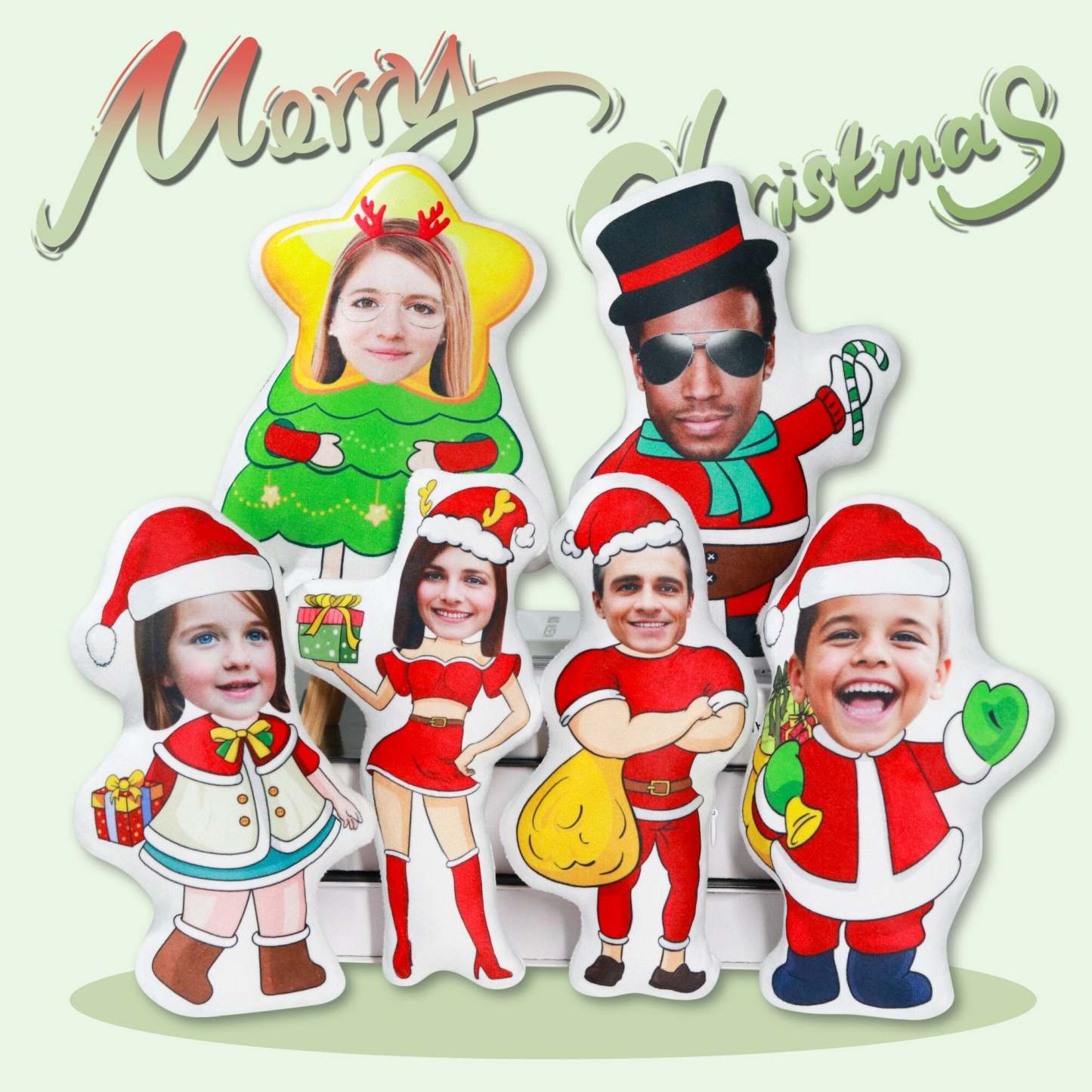 Customized christmas gift,Custom face pillow,A surprise gift for girl,Boy photo pillow,Personalise picture cushion,Santa Claus Doll Present-ilovevango