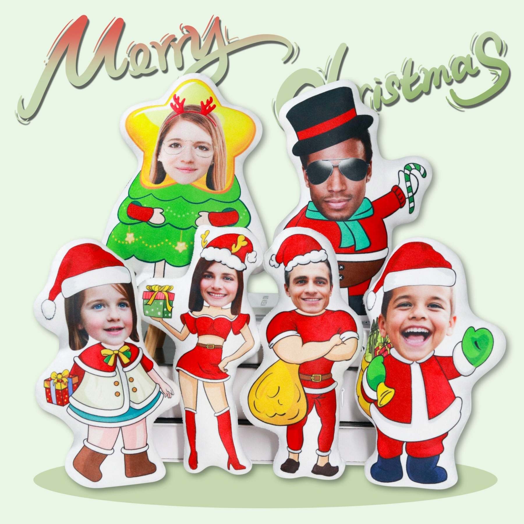 Customized christmas gift,Custom face pillow,A surprise gift for girl,Boy photo pillow,Personalise picture cushion,Santa Claus Doll Present-ilovevango