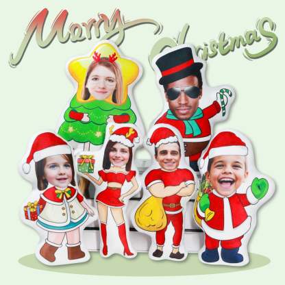 Customized christmas gift,Custom face pillow,A surprise gift for girl,Boy photo pillow,Personalise picture cushion,Santa Claus Doll Present-ilovevango