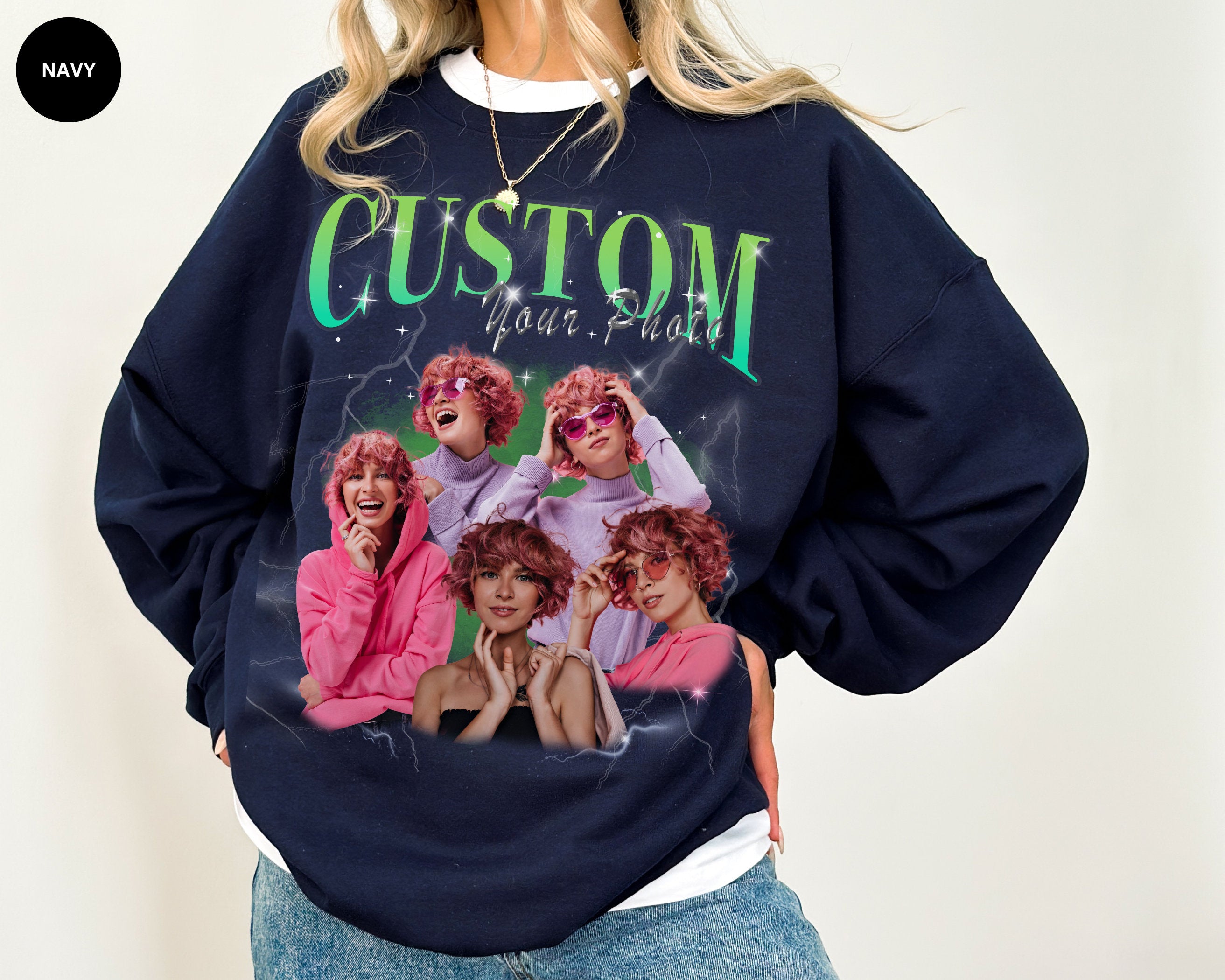 Custom Bootleg Rap Sweater, Custom Boyfriend Girlfriend Sweatshirt, Custom Your Own Bootleg Sweatshirt, Custom Photo, Vintage 90s Graphic Sweatshirt-ilovevango