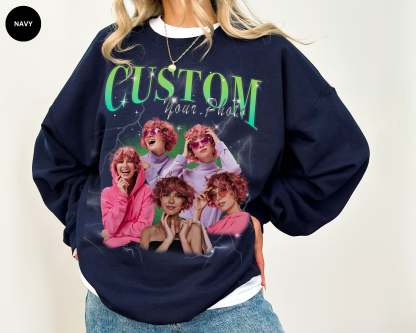 Custom Bootleg Rap Sweater, Custom Boyfriend Girlfriend Sweatshirt, Custom Your Own Bootleg Sweatshirt, Custom Photo, Vintage 90s Graphic Sweatshirt-ilovevango