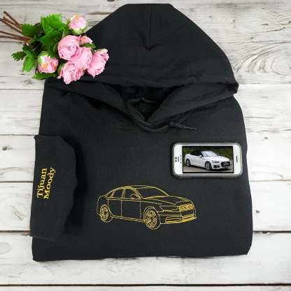 Personalised Car Hoodie, Car Sweatshirt Embroidered from Photo, Car Enthusiast Gift, Custom Truck Hoodie, Presents for him XMas, Car Love-ilovevango
