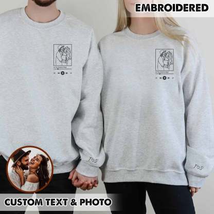 Custom Embroidered Portrait From Photo Sweatshirt, Custom Embroidery Couple Sweatshirt, Custom Couple Sweatshirt, Gift For Him, Gift For Her-ilovevango