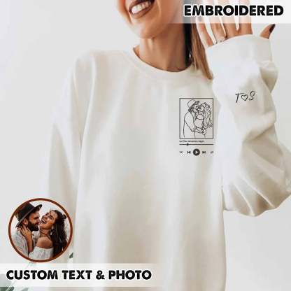 Custom Portrait From Photo Hoodie, Couple Outline Photo Sweatshirt, Custom Line Art Photo Hoodies, Couple Hoodies, Valentines Day Sweats-ilovevango