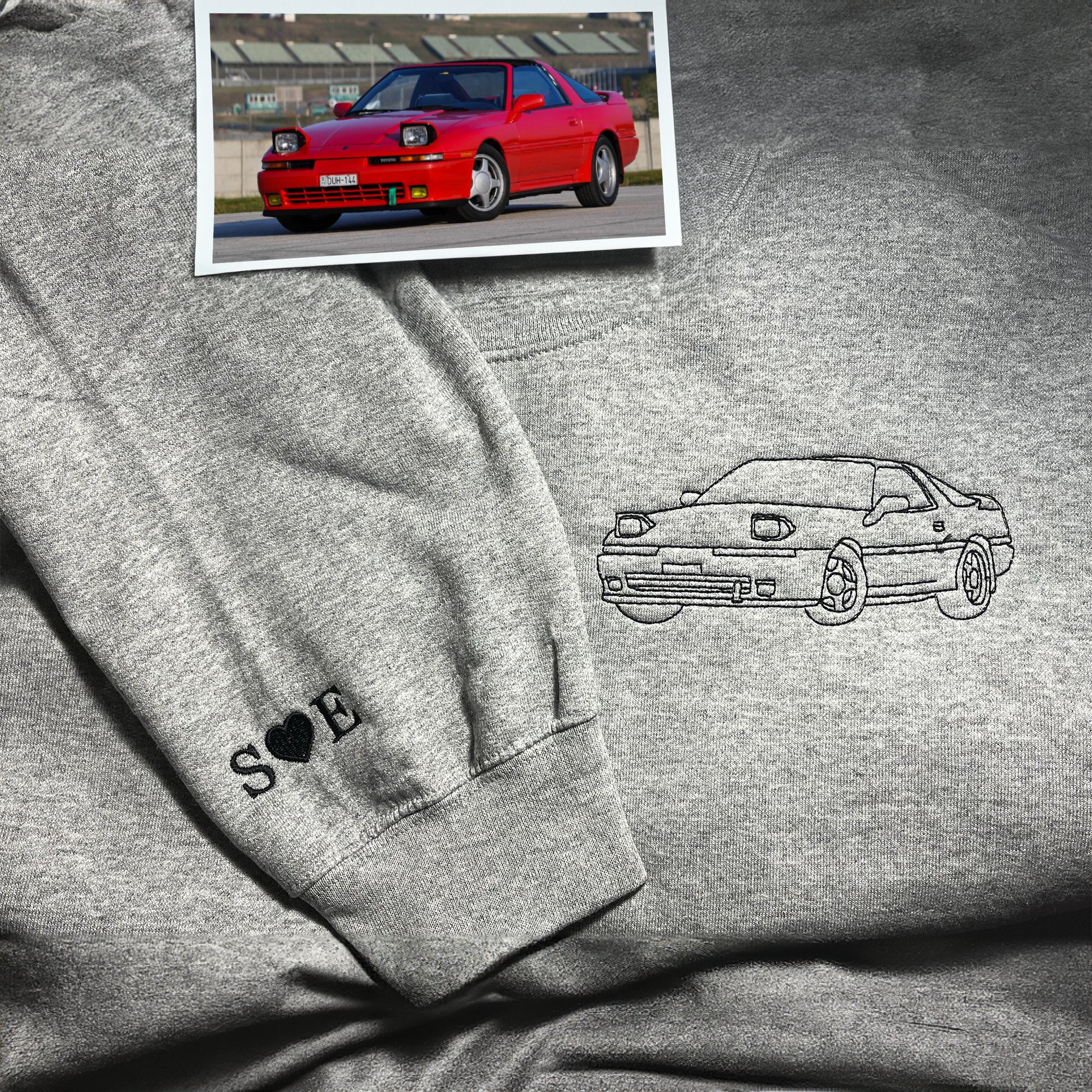Personalised Car Hoodie, Car Sweatshirt Embroidered from Photo, Car Enthusiast Gift, Custom Truck Hoodie, Presents for him XMas, Car Love-ilovevango