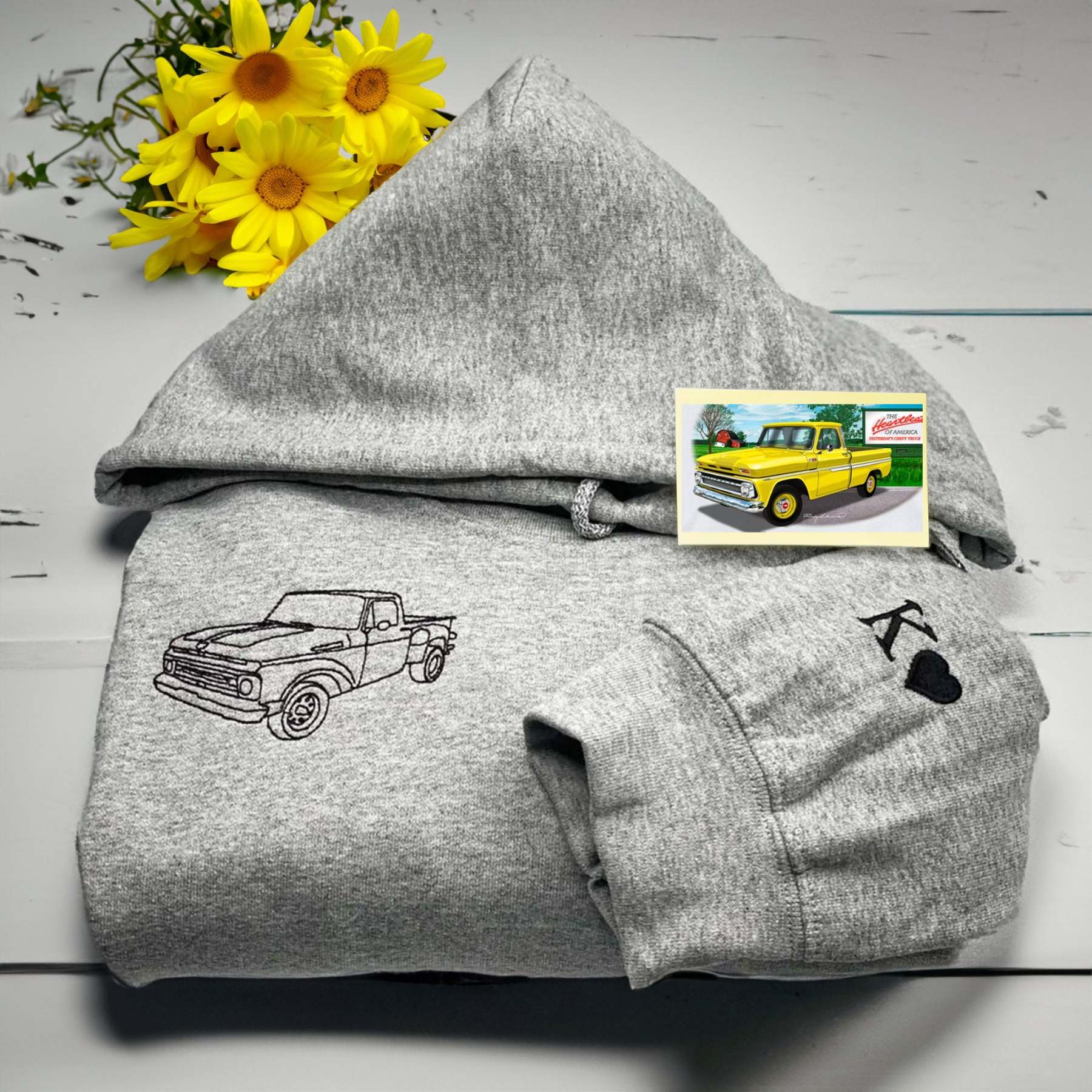 Personalised Car Hoodie, Car Sweatshirt Embroidered from Photo, Car Enthusiast Gift, Custom Truck Hoodie, Presents for him XMas, Car Love-ilovevango