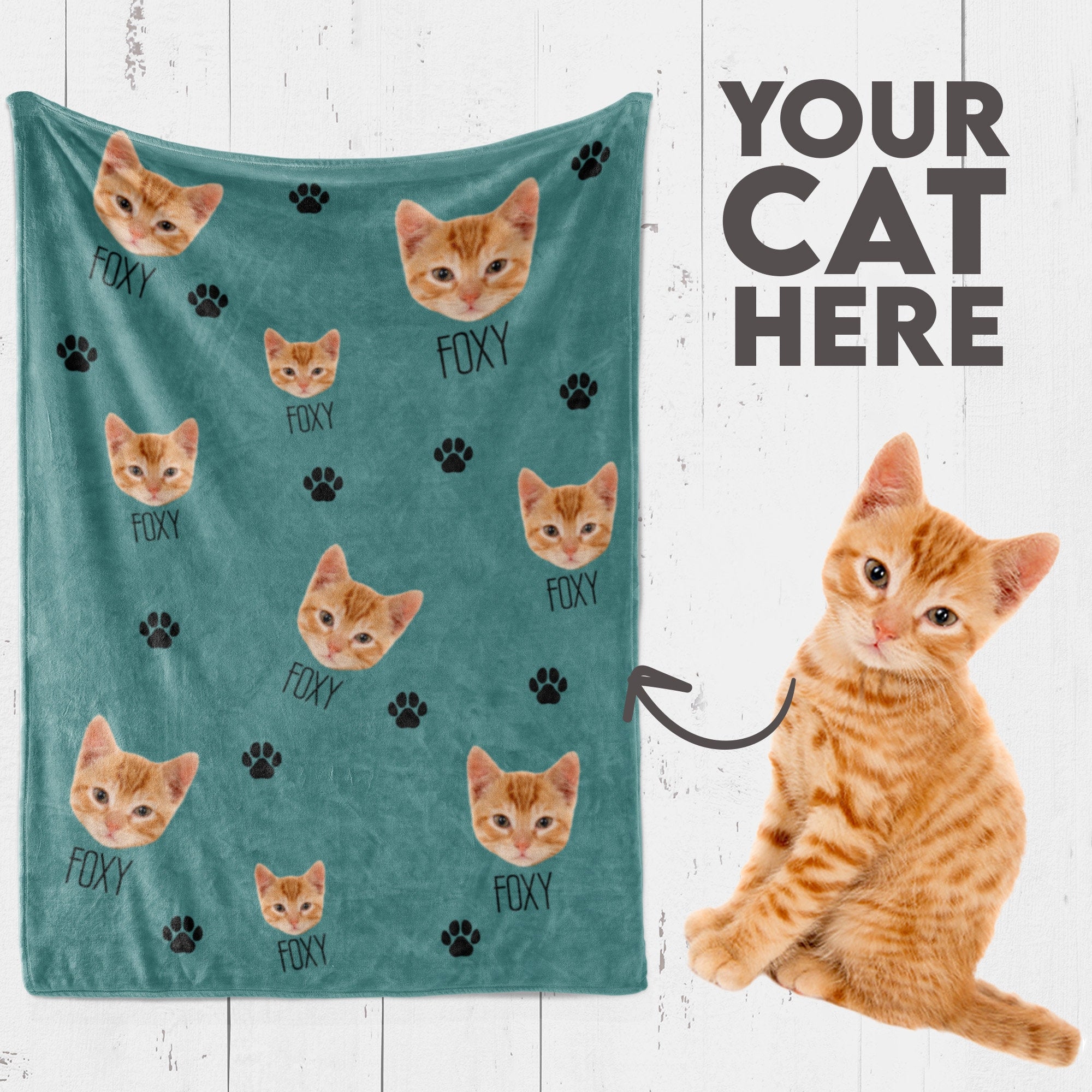 Personalized Cat Blanket, Cat Lover Gift, Custom Photo Blanket, Pet Photo Blanket, Photo Blanket Customized, Cat Dad Gift, Cat Mom Gift-ilovevango