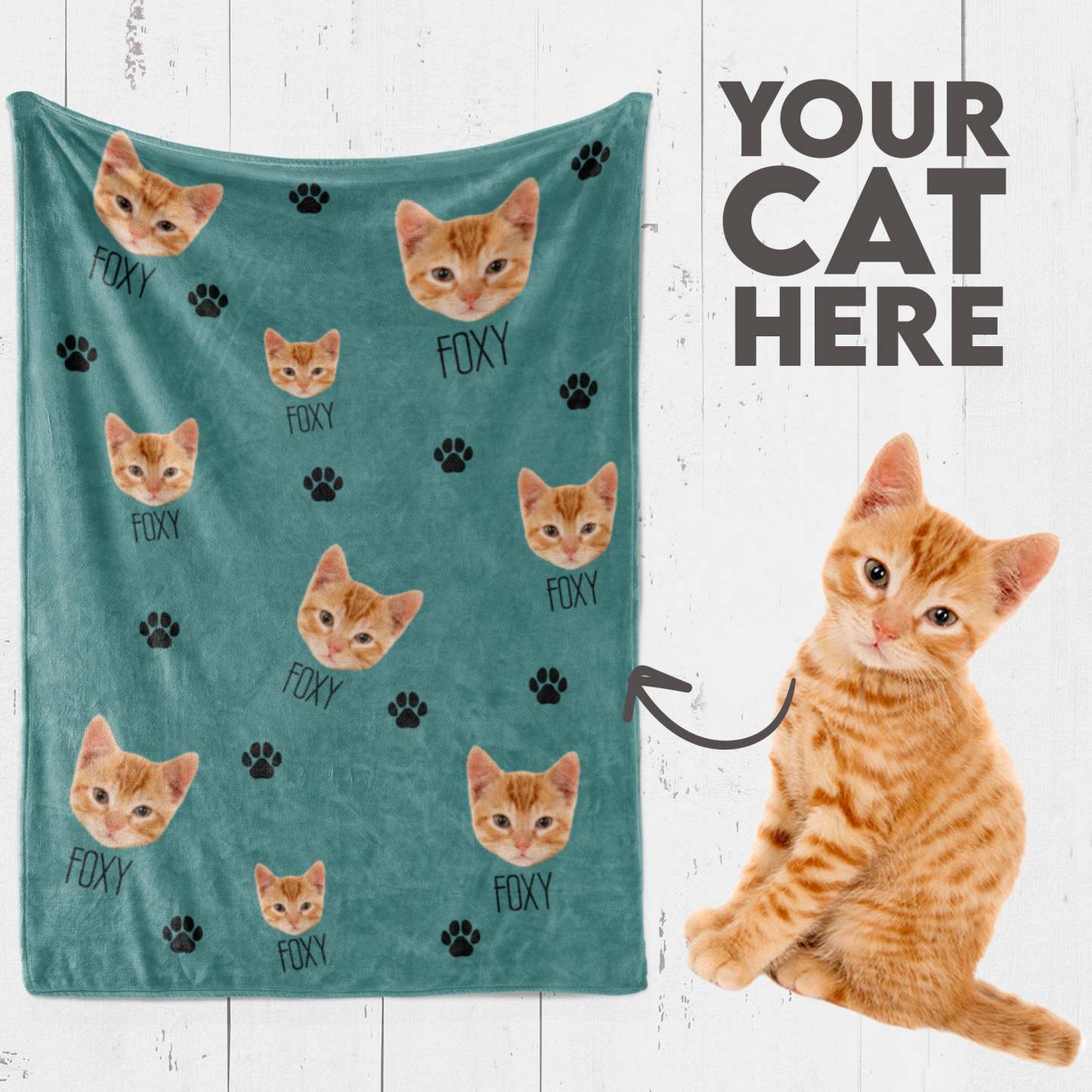 Personalized Cat Blanket, Cat Lover Gift, Custom Photo Blanket, Pet Photo Blanket, Photo Blanket Customized, Cat Dad Gift, Cat Mom Gift-ilovevango