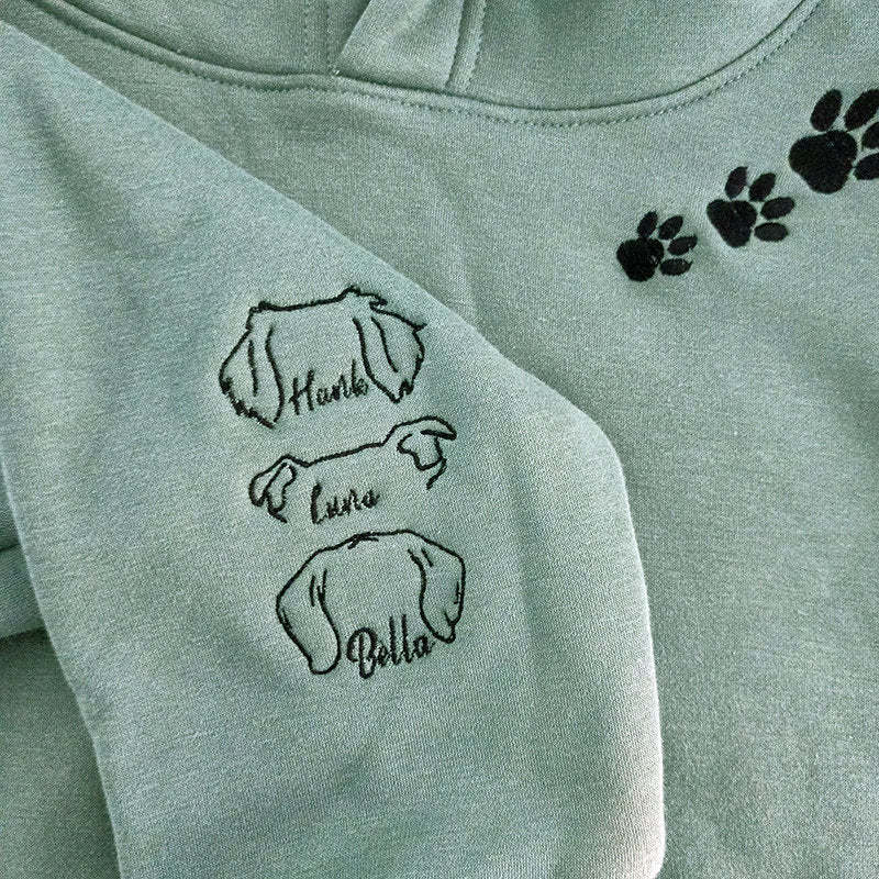 Custom Embroidered Pet Sweatshirts,Pet Lover Gifts,Embroidered With Dog Ear Outline,Dog Embroidered Sweatshirt, Dog Dad Hoodie Personalized-ilovevango