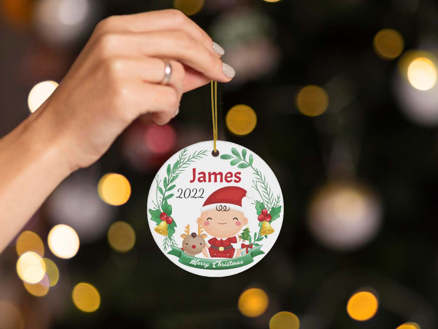 Babys First Christmas Ornament 2023, Custom Ceramic Baby Ornament, Personalized New Baby Gift