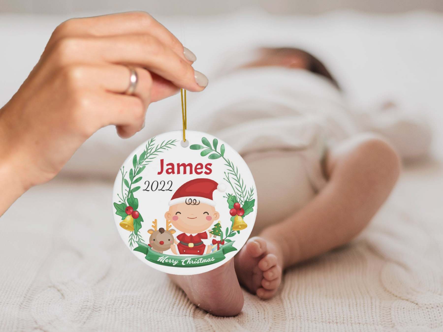 Babys First Christmas Ornament 2023, Custom Ceramic Baby Ornament, Personalized New Baby Gift