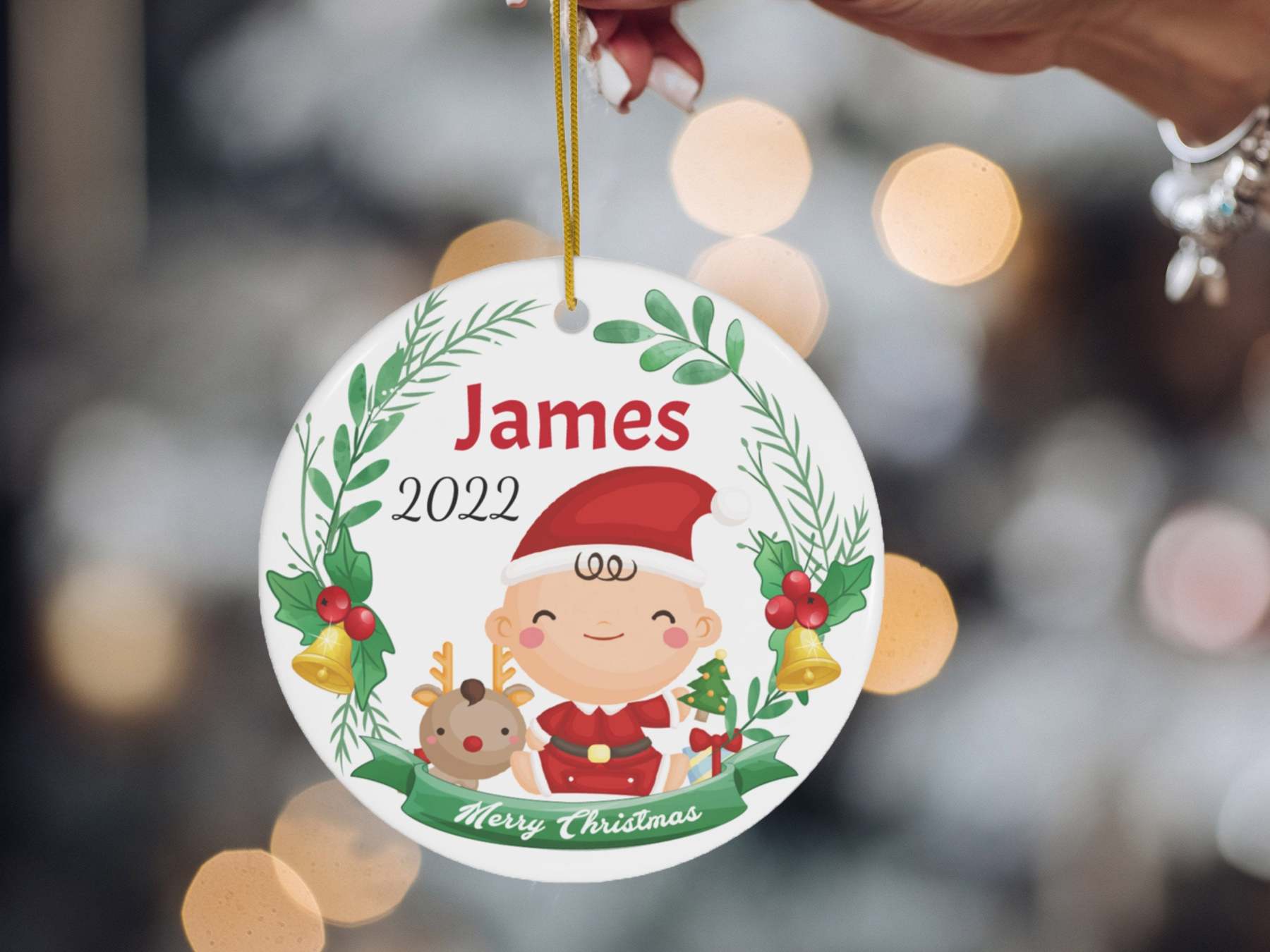 Babys First Christmas Ornament 2023, Custom Ceramic Baby Ornament, Personalized New Baby Gift