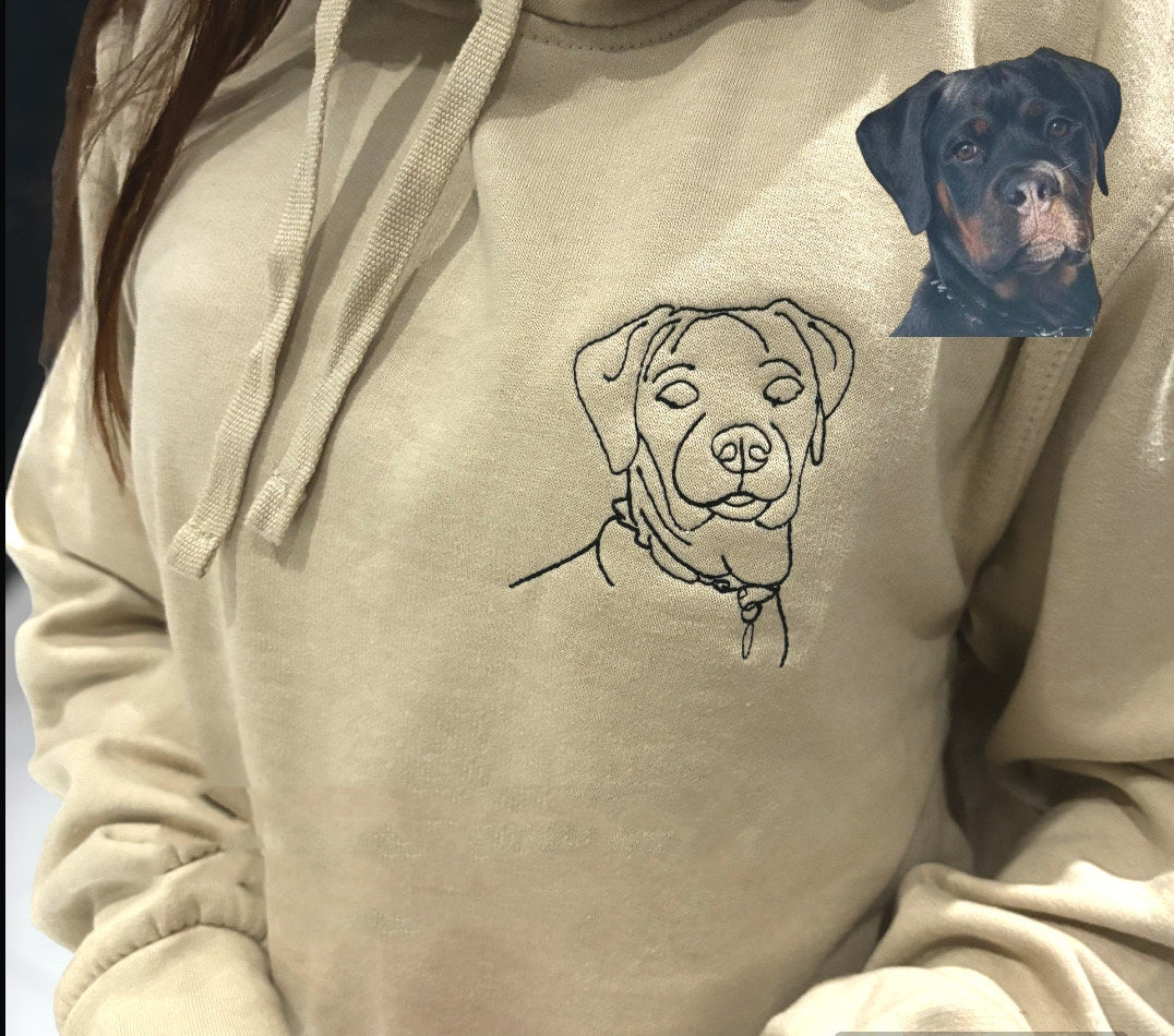 Custom embroidered portrait outline sweatshirt or hoodie, photo outline, boyfriend girlfriend his hers matching Christmas anniversary hoodie-ilovevango